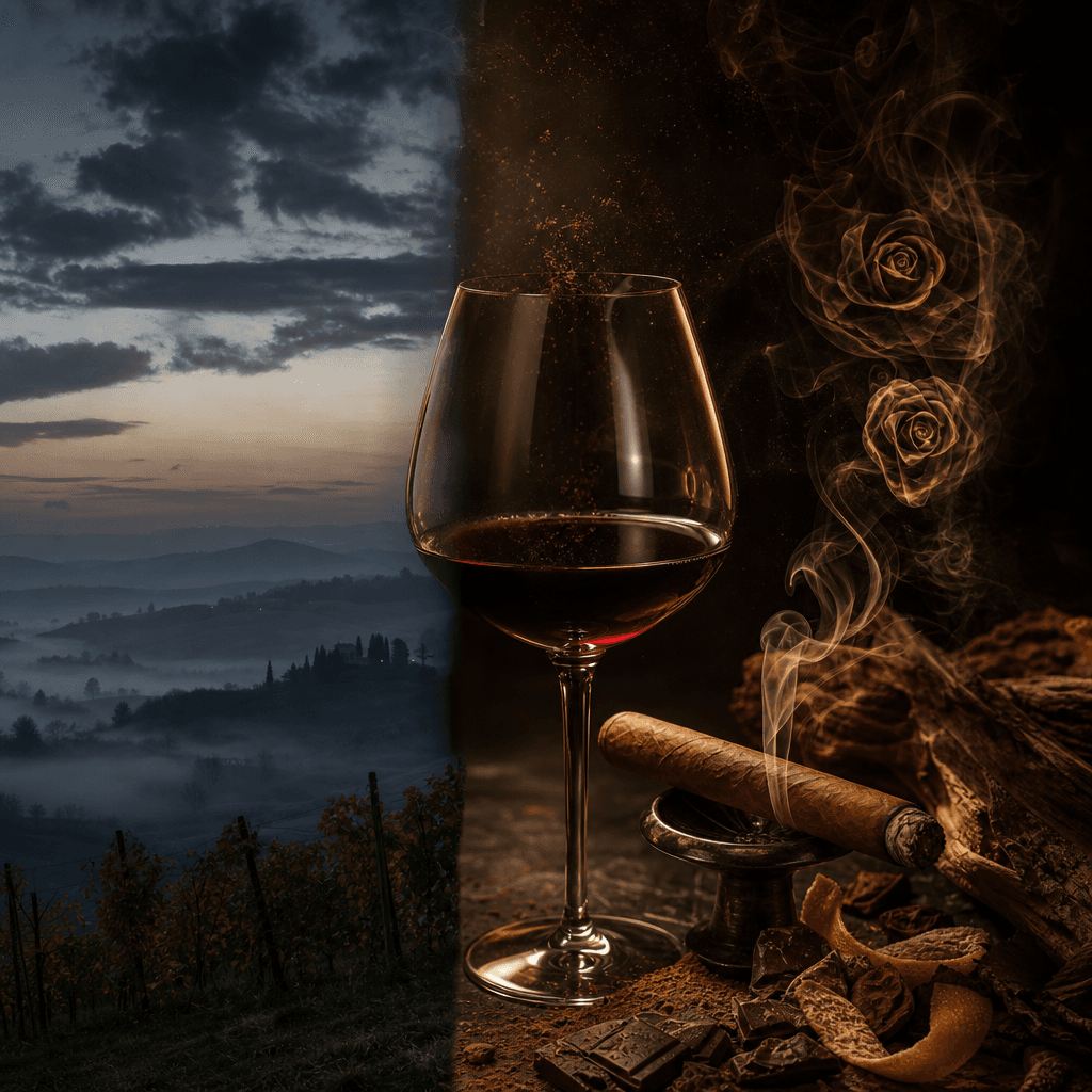 Barolo 義大利王者之酒:Nebbiolo 的玫瑰與焦油,搭配 Montecristo No.2 魚雷的可可尾韻