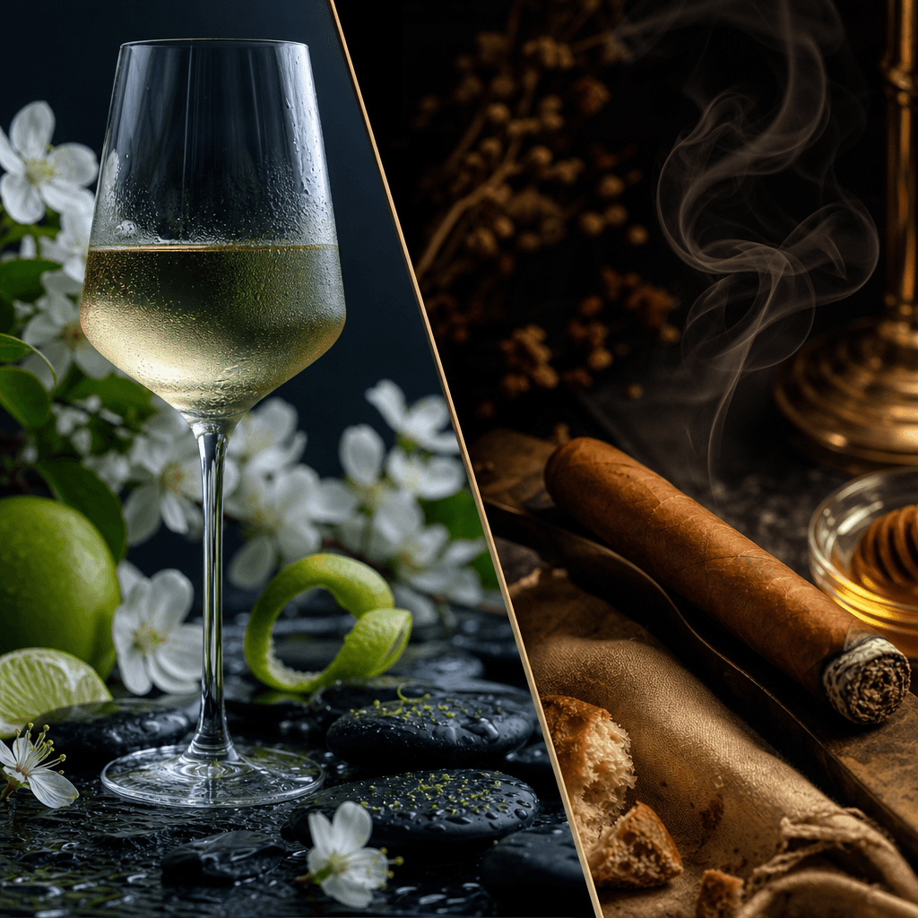 德國 Riesling 白酒的酸甜平衡:白花與礦石的清亮,搭配 Davidoff Aniversario 的淡雅路線