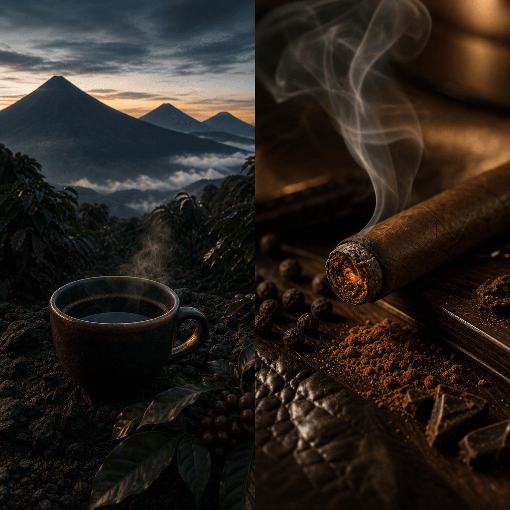 瓜地馬拉安提瓜咖啡:三座火山環抱的煙燻可可,搭配 Partagás Serie E No.2 的濃郁骨架