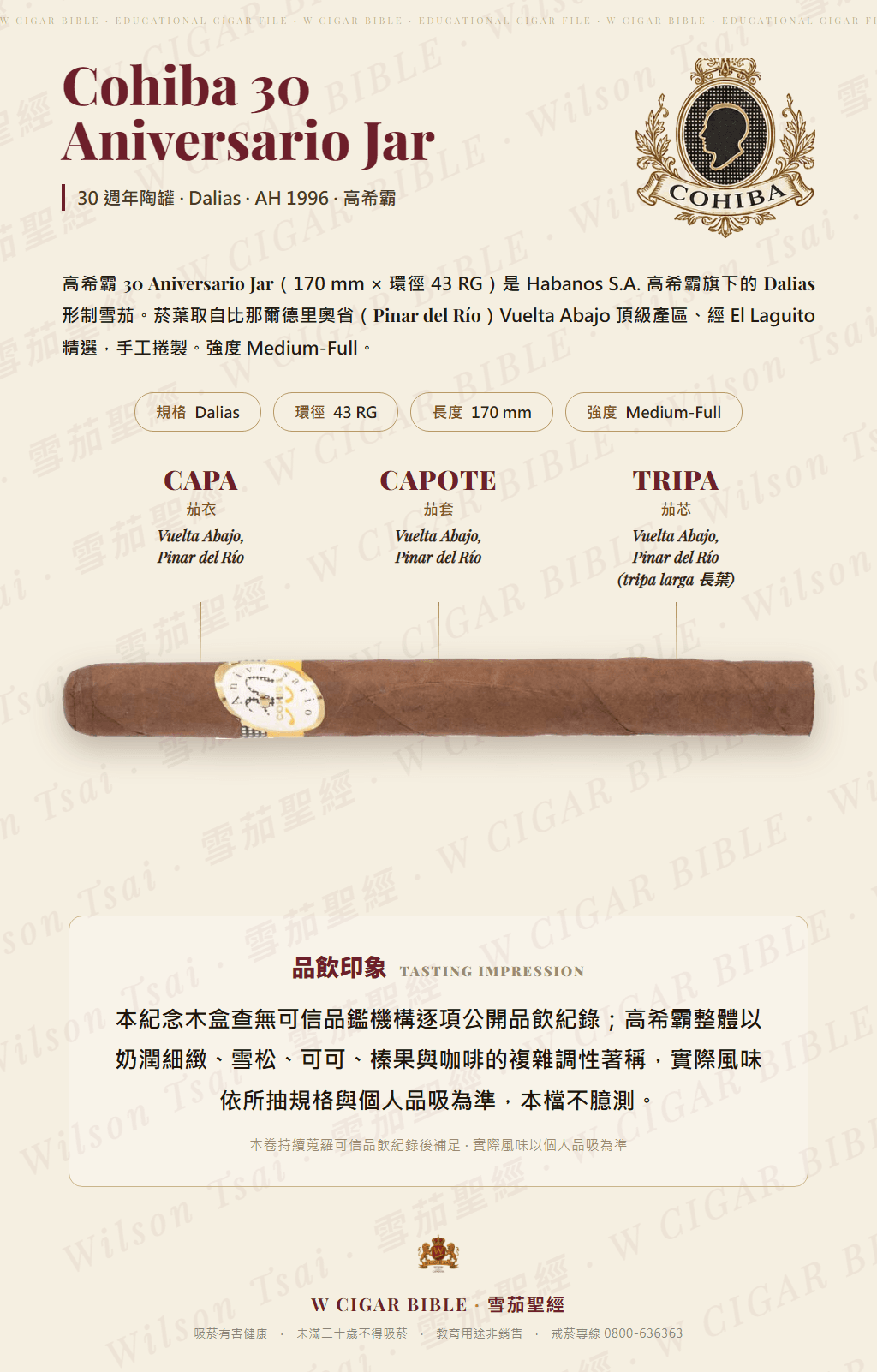 Cohiba 30 Aniversario Jar · AH 1996 · 高希霸