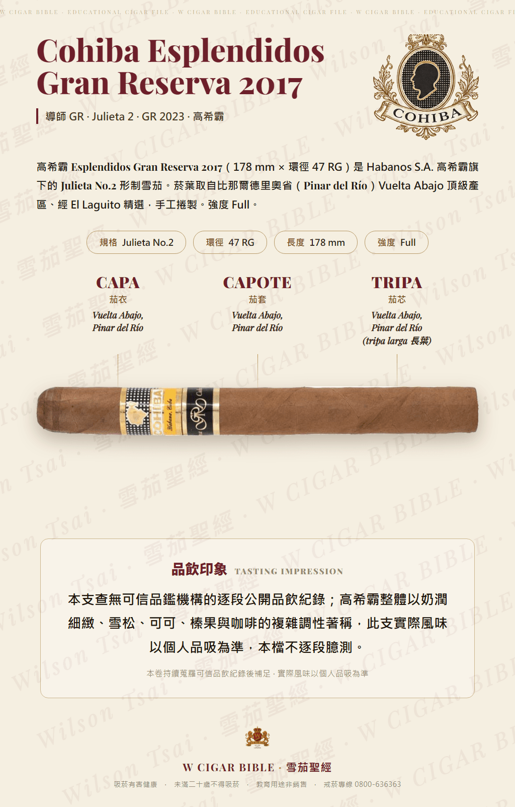 Cohiba Espléndidos Gran Reserva Cosecha 2017 · GR 2023 · 高希霸