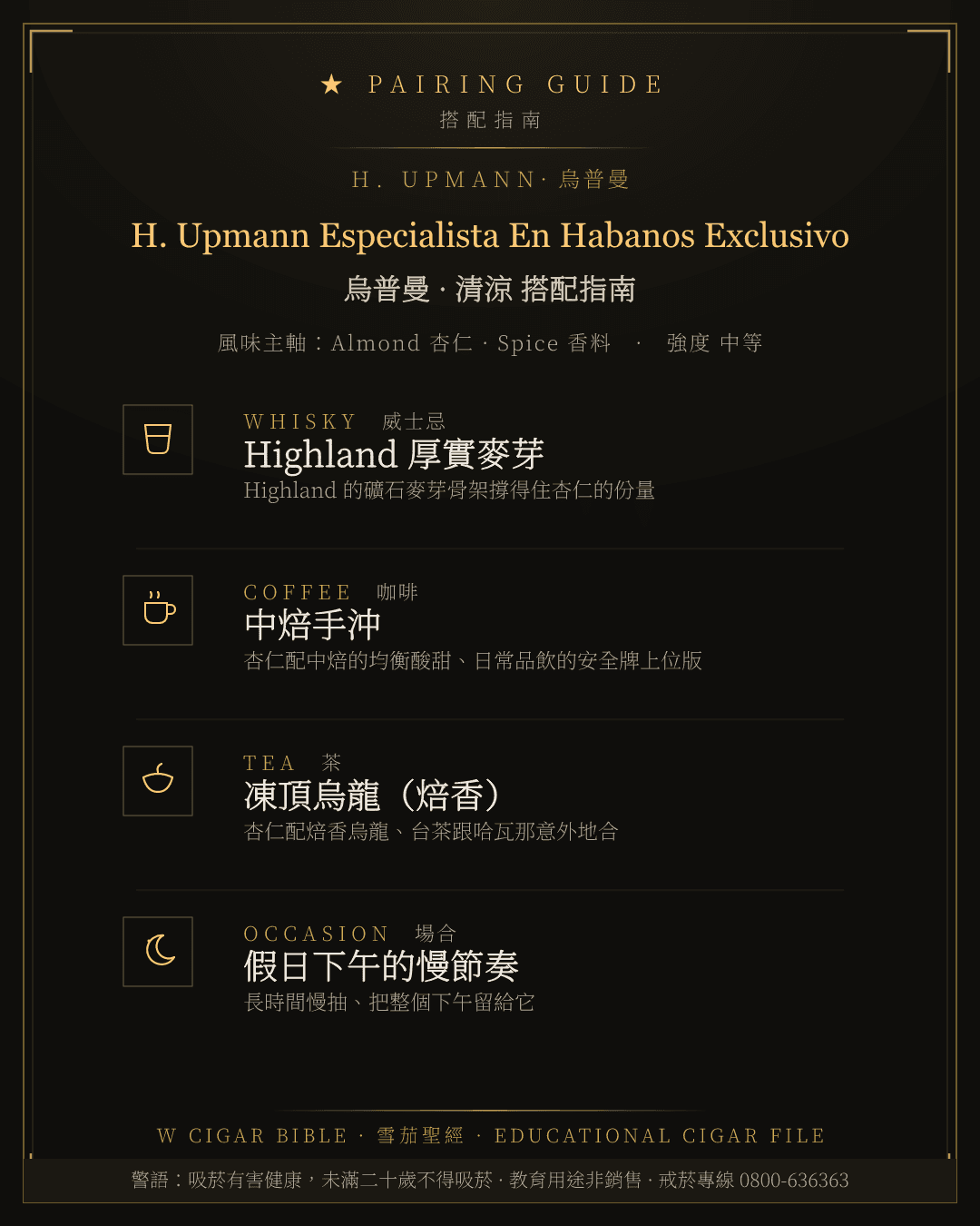 H. Upmann Especialista En Habanos Exclusivo 搭配指南 · 烏普曼