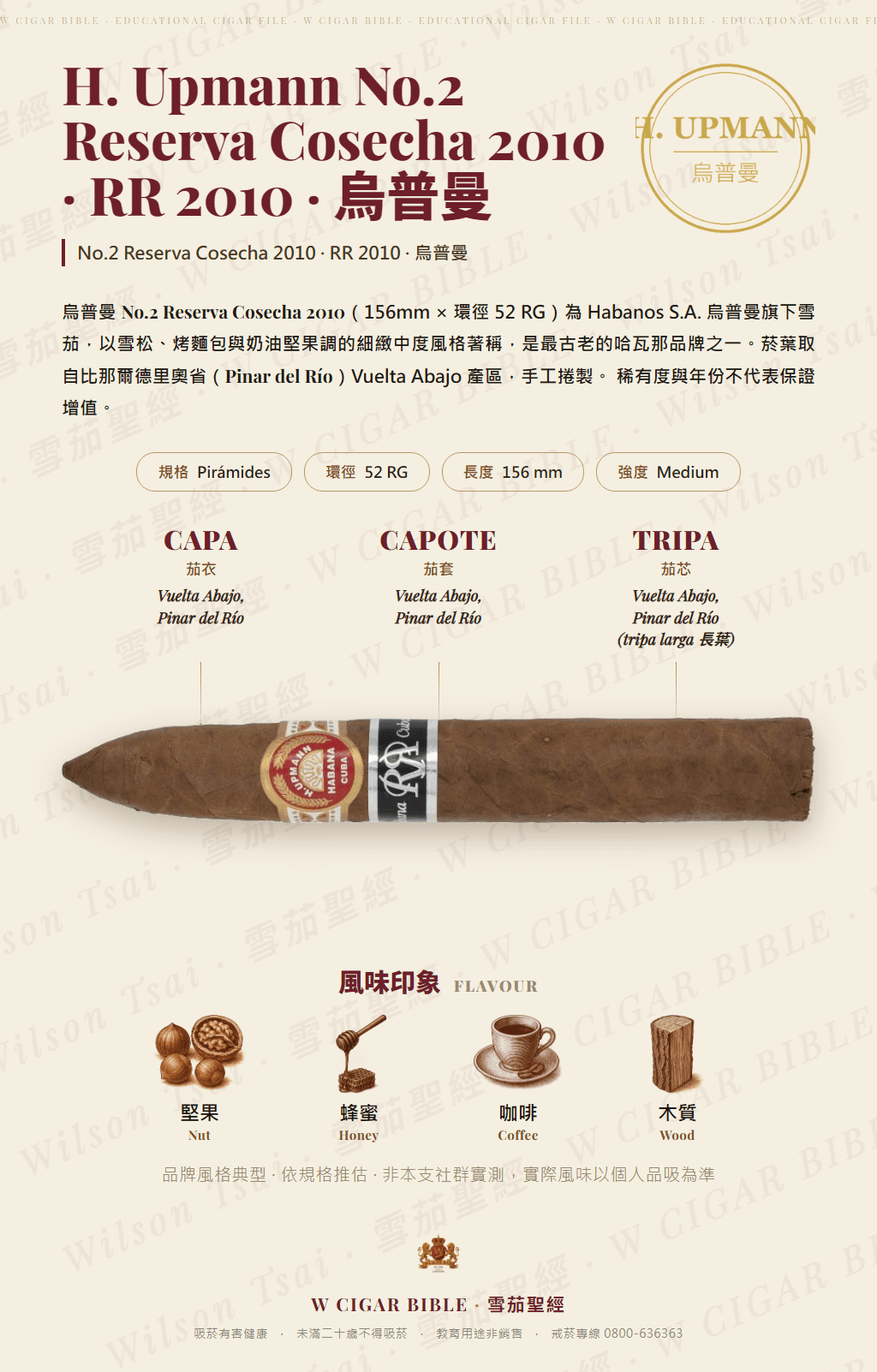 H. Upmann No.2 Reserva Cosecha 2010 · RR 2010 · 烏普曼