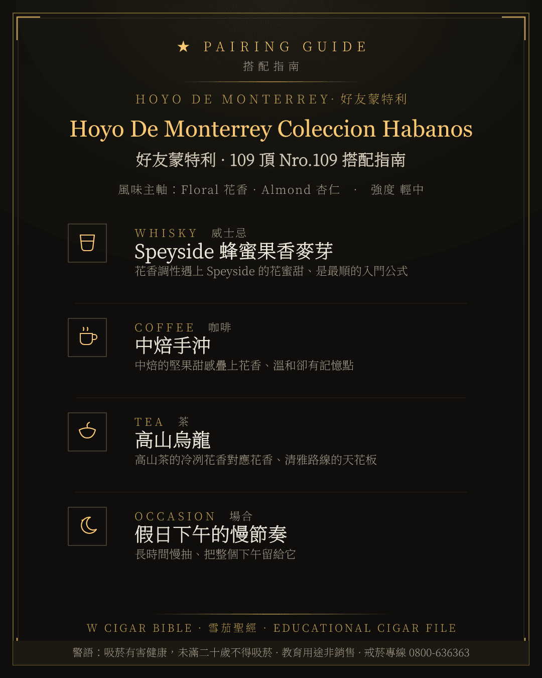 Hoyo De Monterrey Coleccion Habanos 搭配指南 · 好友蒙特利