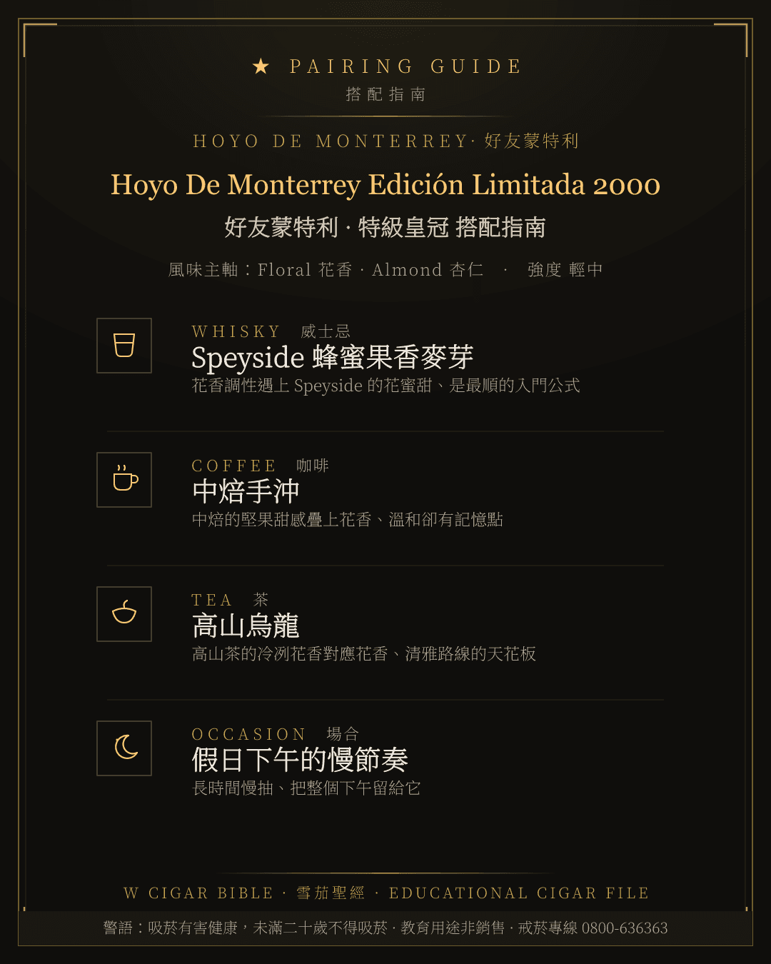 Hoyo De Monterrey Edición Limitada 2000 搭配指南 · 好友蒙特利
