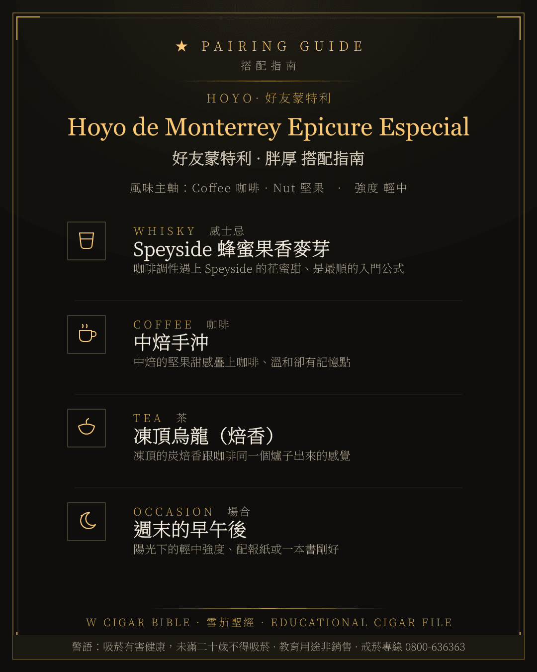 Hoyo de Monterrey Epicure Especial 搭配指南 · 好友蒙特利