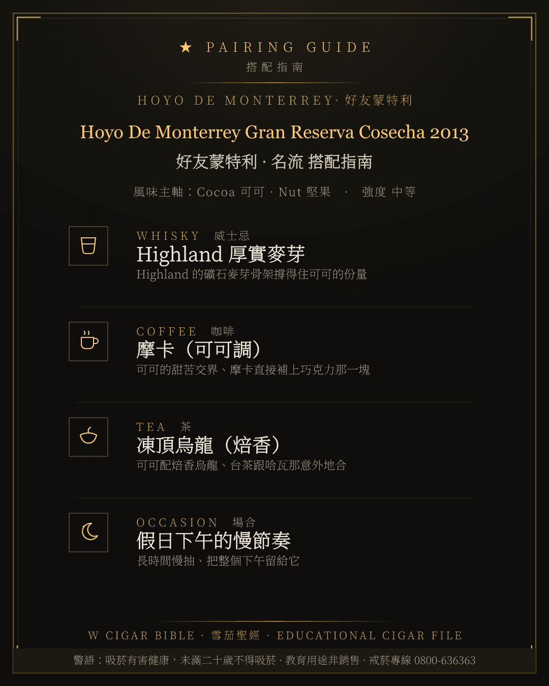 Hoyo De Monterrey Gran Reserva Cosecha 2013 搭配指南 · 好友蒙特利