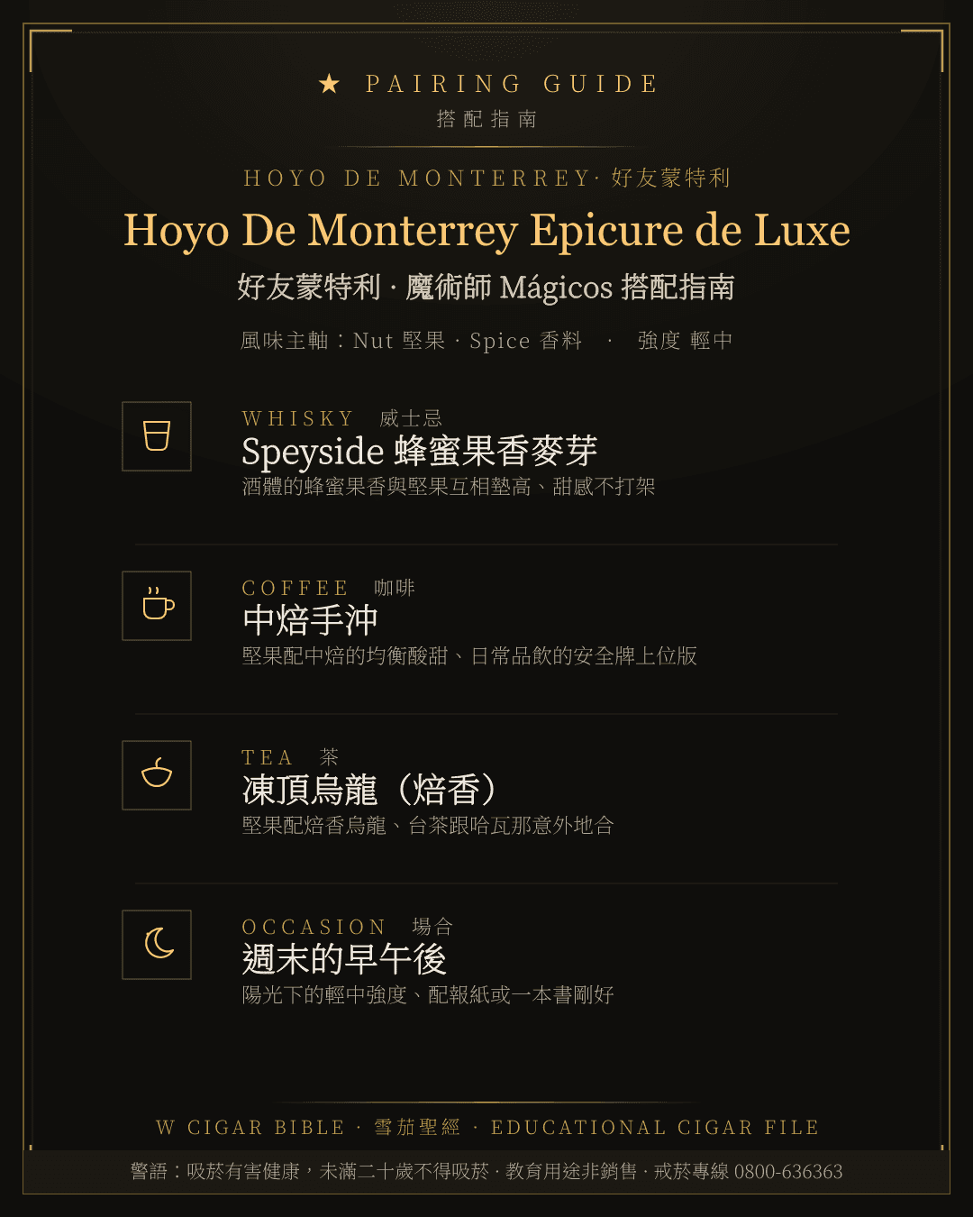 Hoyo De Monterrey Epicure de Luxe 搭配指南 · 好友蒙特利