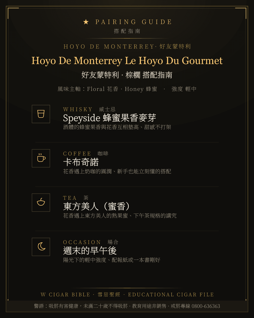Hoyo De Monterrey Le Hoyo Du Gourmet 搭配指南 · 好友蒙特利