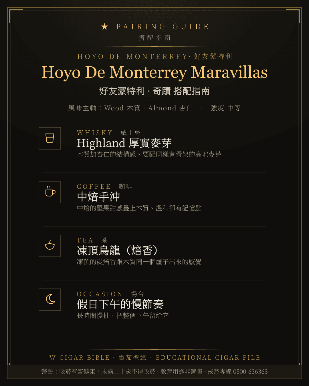 Hoyo De Monterrey Maravillas 搭配指南 · 好友蒙特利