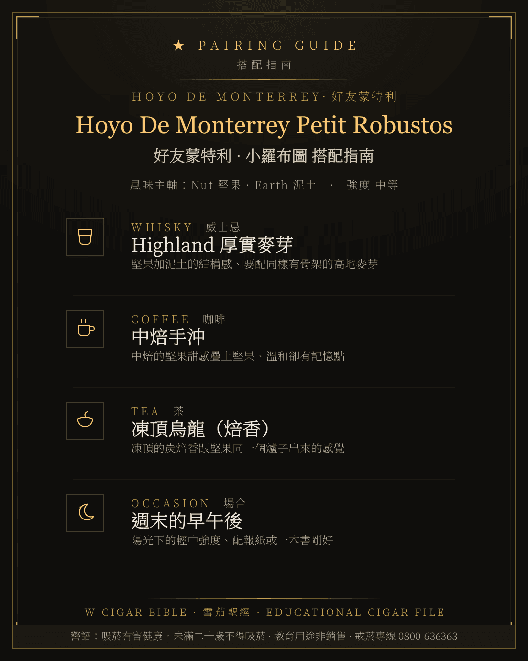 Hoyo De Monterrey Petit Robustos 搭配指南 · 好友蒙特利