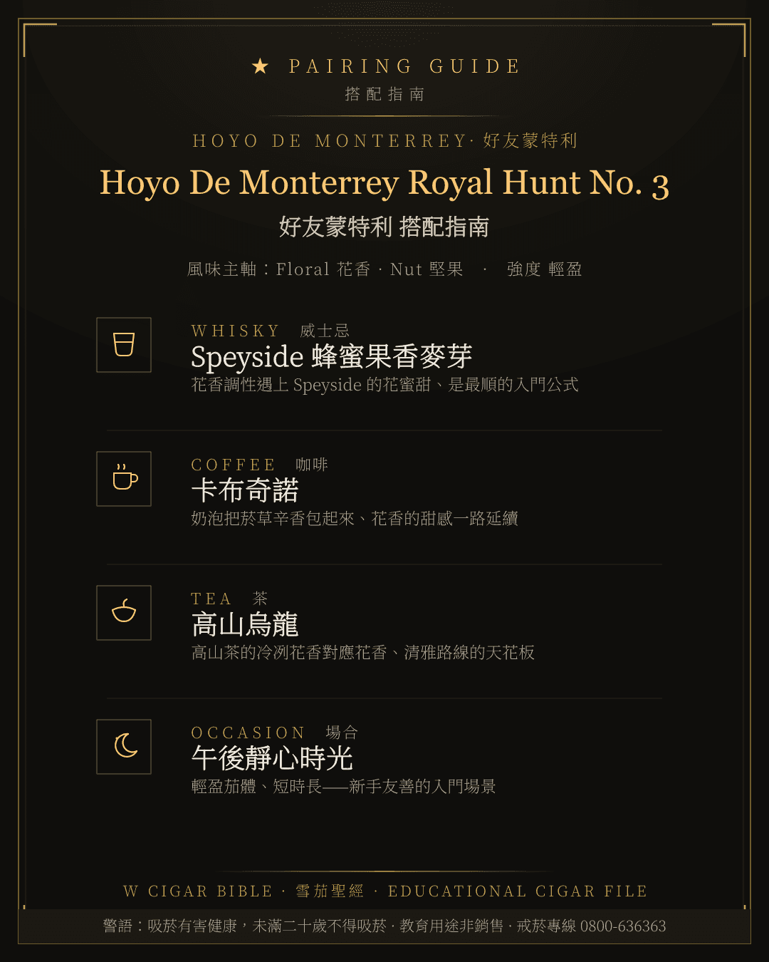 Hoyo De Monterrey Royal Hunt No. 3 搭配指南 · 好友蒙特利