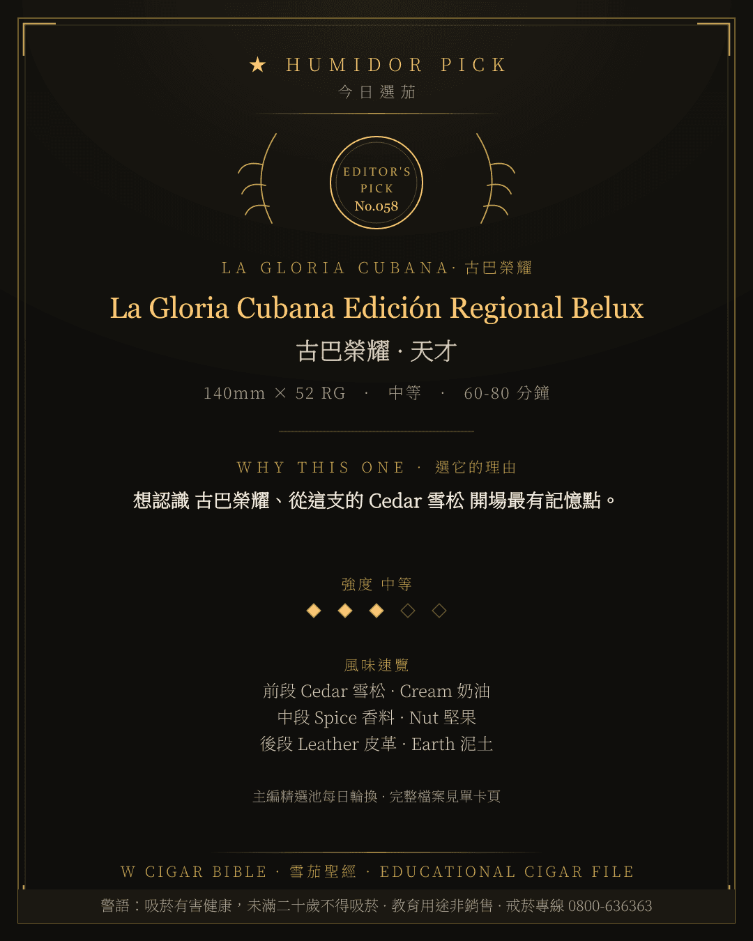 La Gloria Cubana Edición Regional Belux · 古巴榮耀 總編輯精選