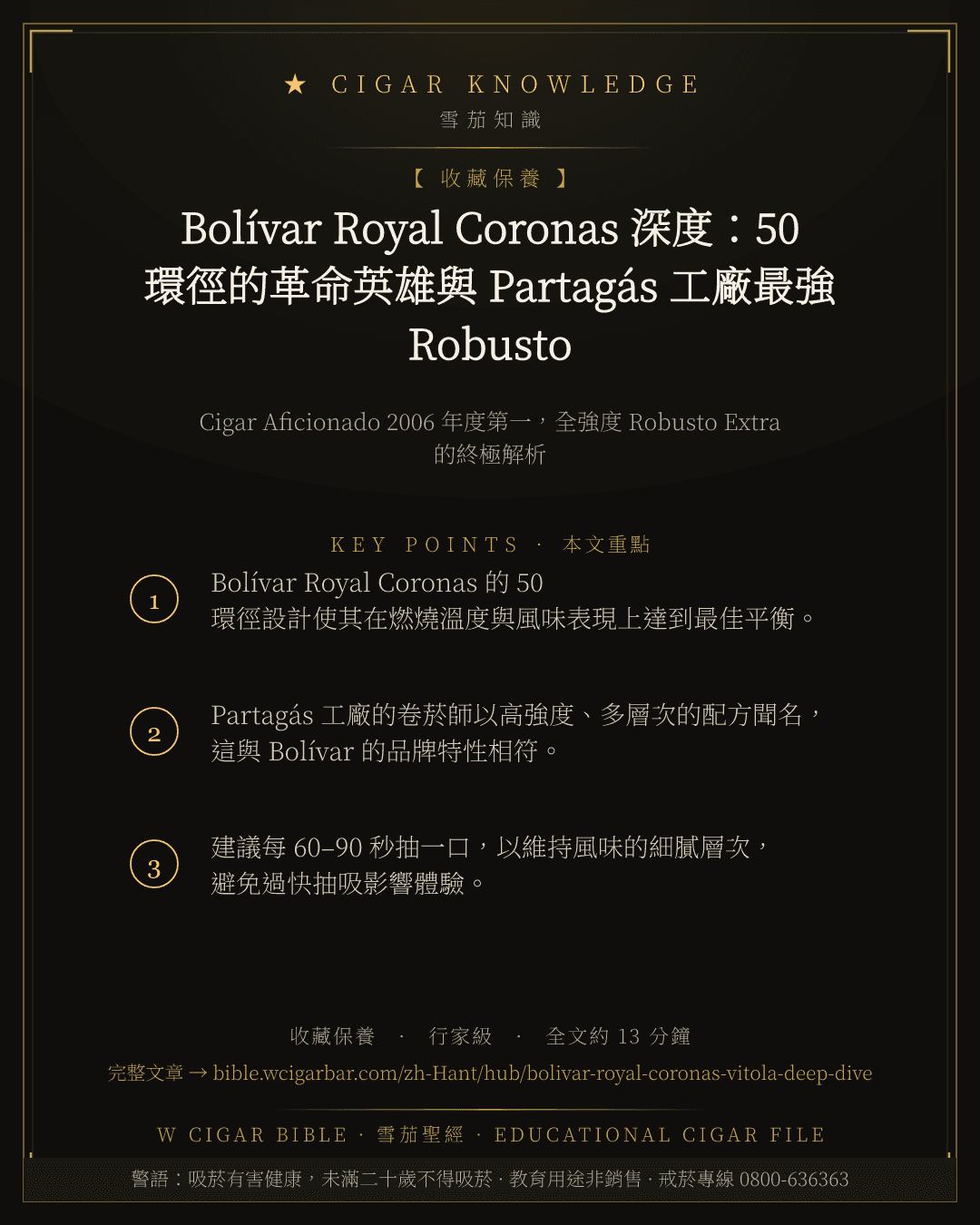 Bolívar Royal Coronas 深度:50 環徑的革命英雄與 Partagás 工廠最強 Robusto