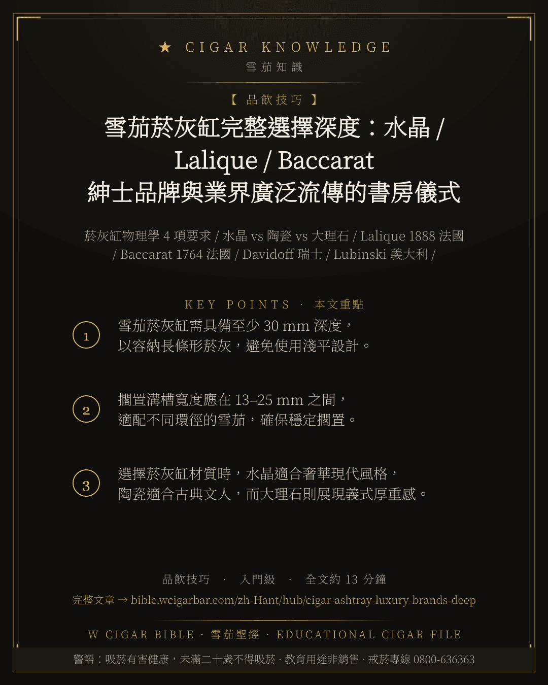 雪茄菸灰缸完整選擇深度:水晶 / Lalique / Baccarat 紳士品牌與業界廣泛流傳的書房儀式