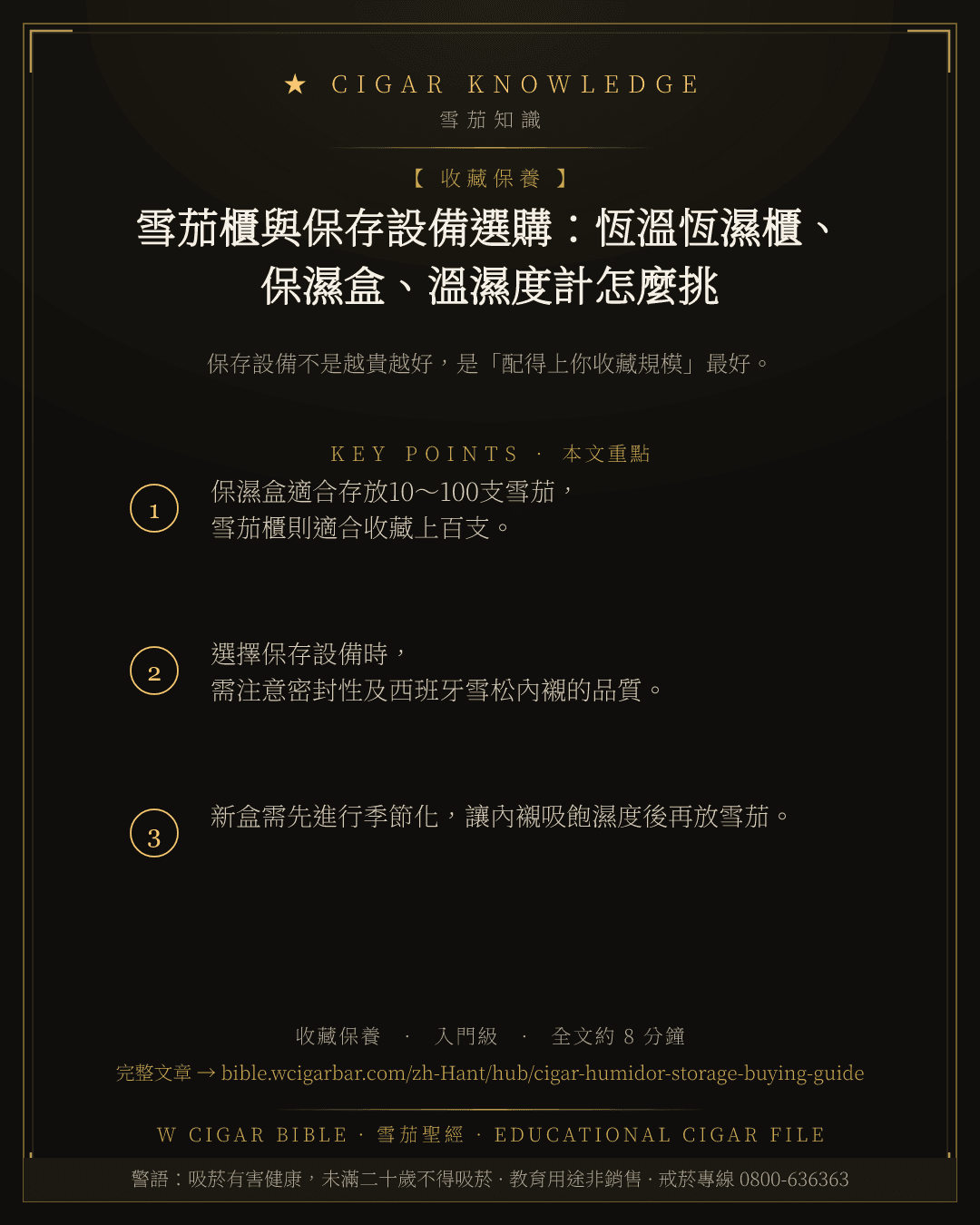 雪茄櫃與保存設備選購:恆溫恆濕櫃、保濕盒、溫濕度計怎麼挑