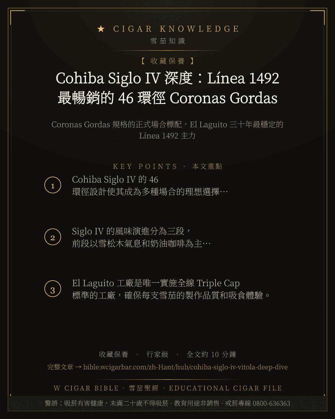 Cohiba Siglo IV 深度:Línea 1492 最暢銷的 46 環徑 Coronas Gordas