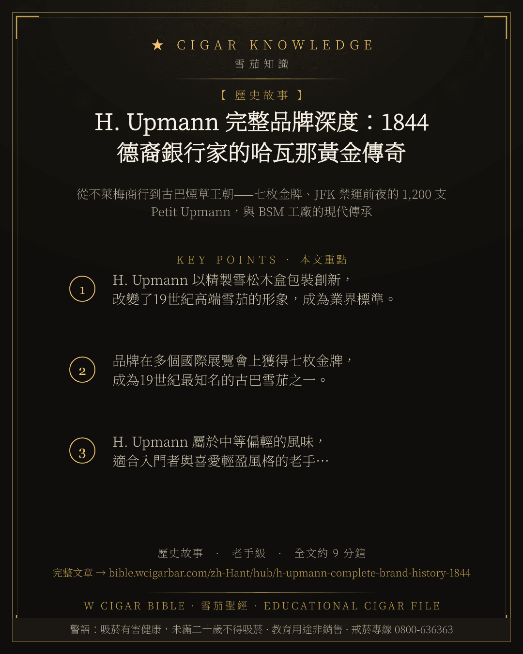 H. Upmann 完整品牌深度:1844 德裔銀行家的哈瓦那黃金傳奇