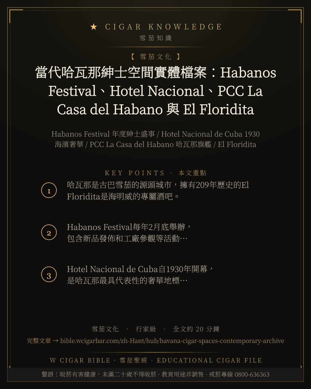 當代哈瓦那紳士空間實體檔案:Habanos Festival、Hotel Nacional、PCC La Casa del Habano 與 El Floridita 海明威聖地的當代地理巡禮