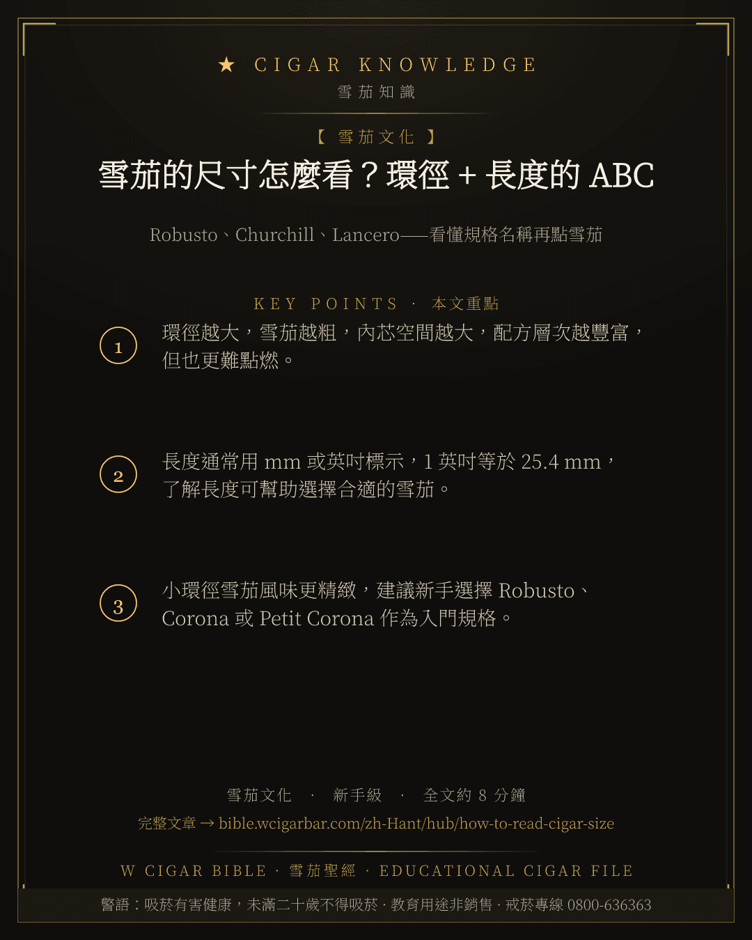雪茄的尺寸怎麼看?環徑 + 長度的 ABC