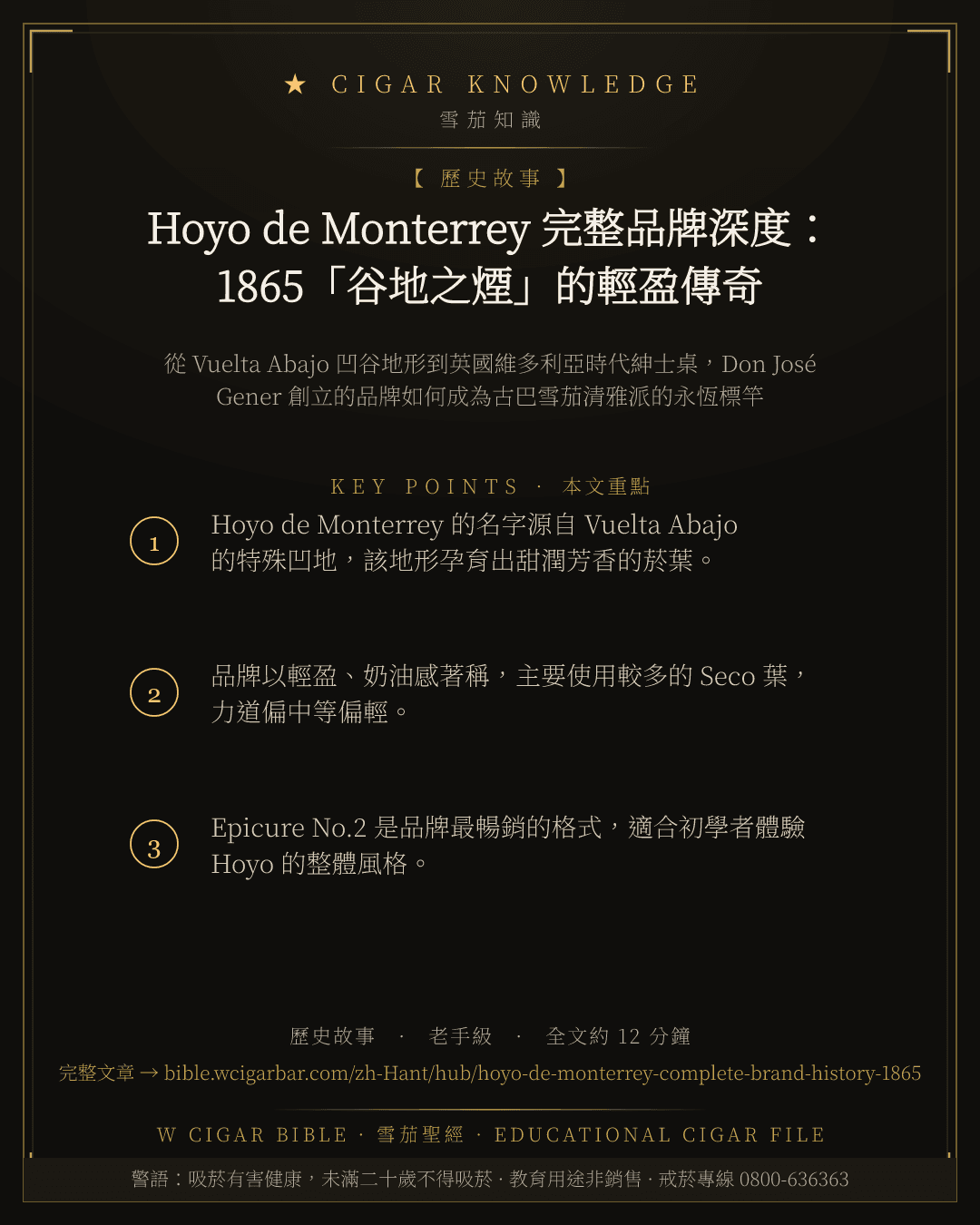 Hoyo de Monterrey 完整品牌深度:1865「谷地之煙」的輕盈傳奇