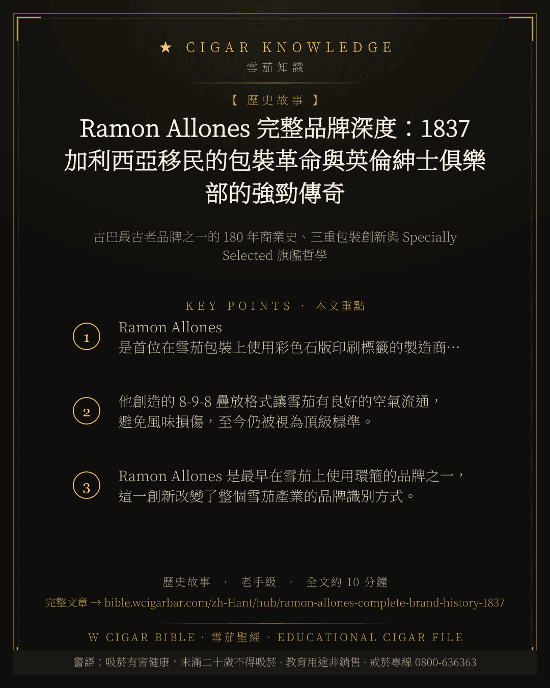 Ramon Allones 完整品牌深度:1837 加利西亞移民的包裝革命與英倫紳士俱樂部的強勁傳奇