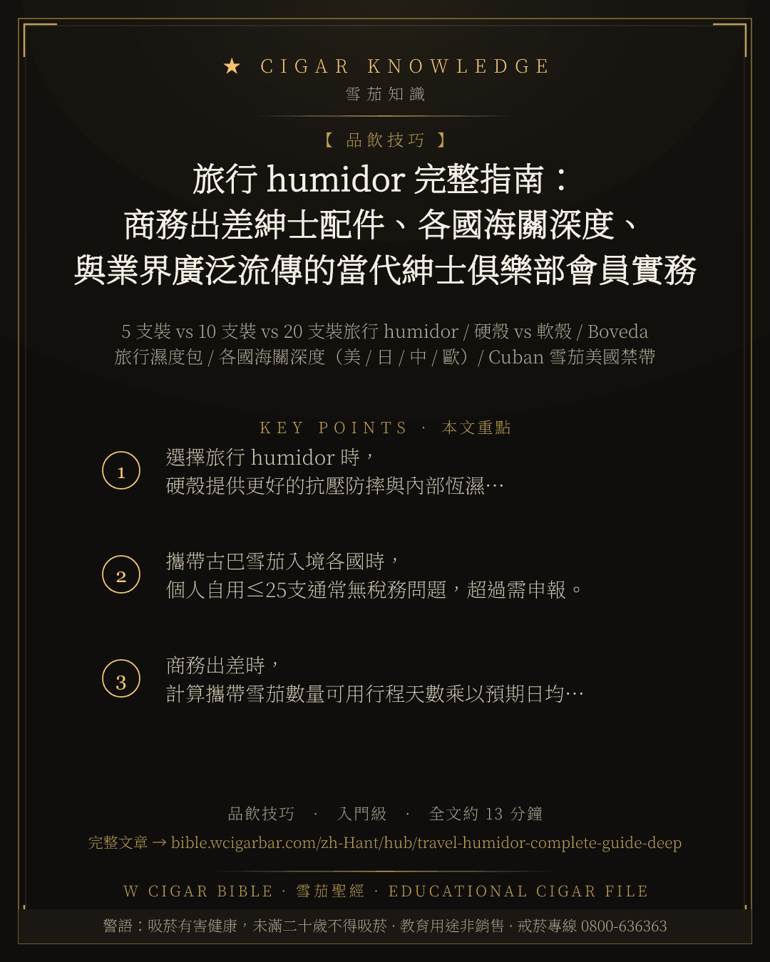 旅行 humidor 完整指南:商務出差紳士配件、各國海關深度、與業界廣泛流傳的當代紳士俱樂部會員實務
