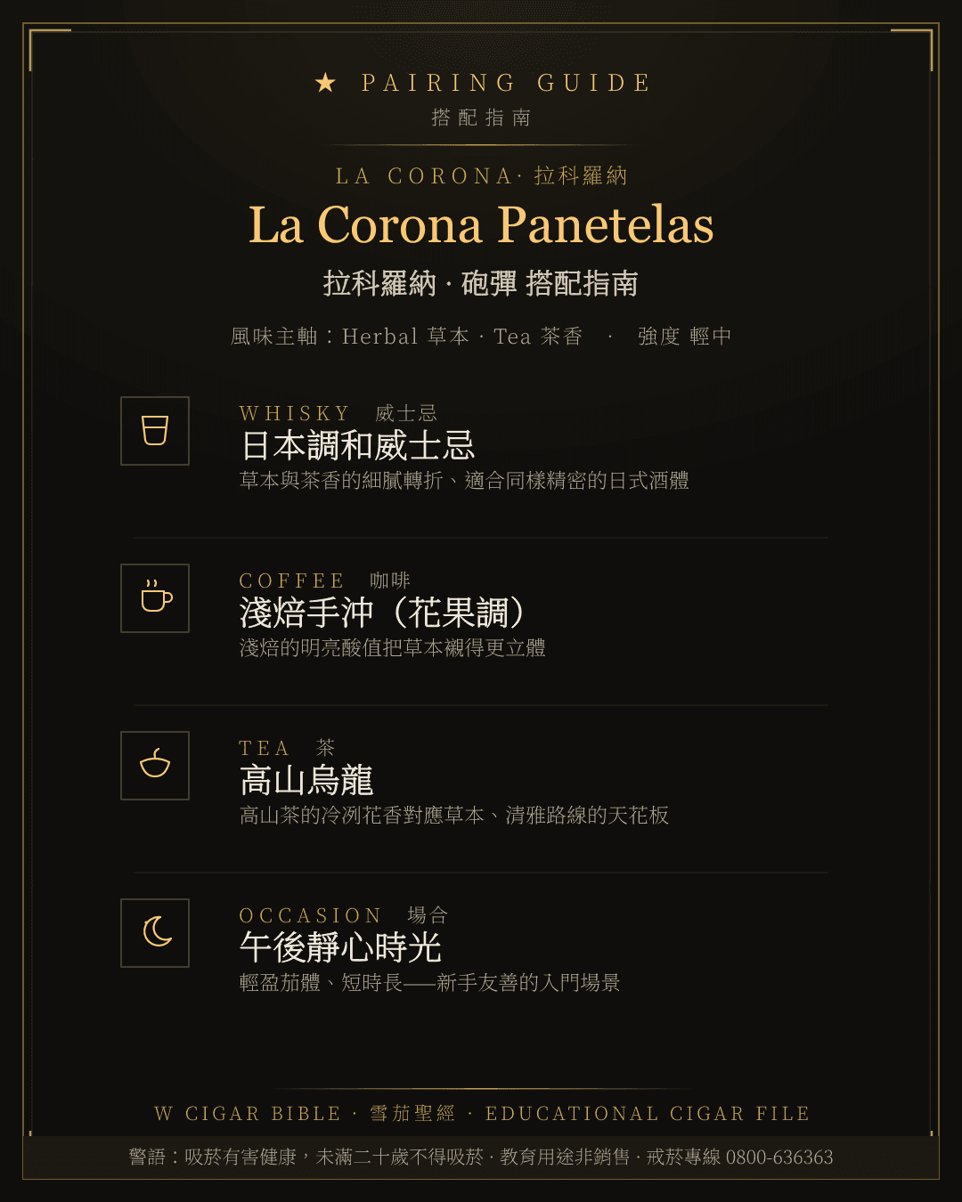 La Corona Panetelas 搭配指南 · 拉科羅納