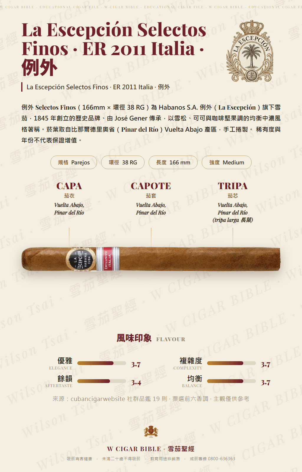La Escepción Selectos Finos · ER 2011 Italia · 例外