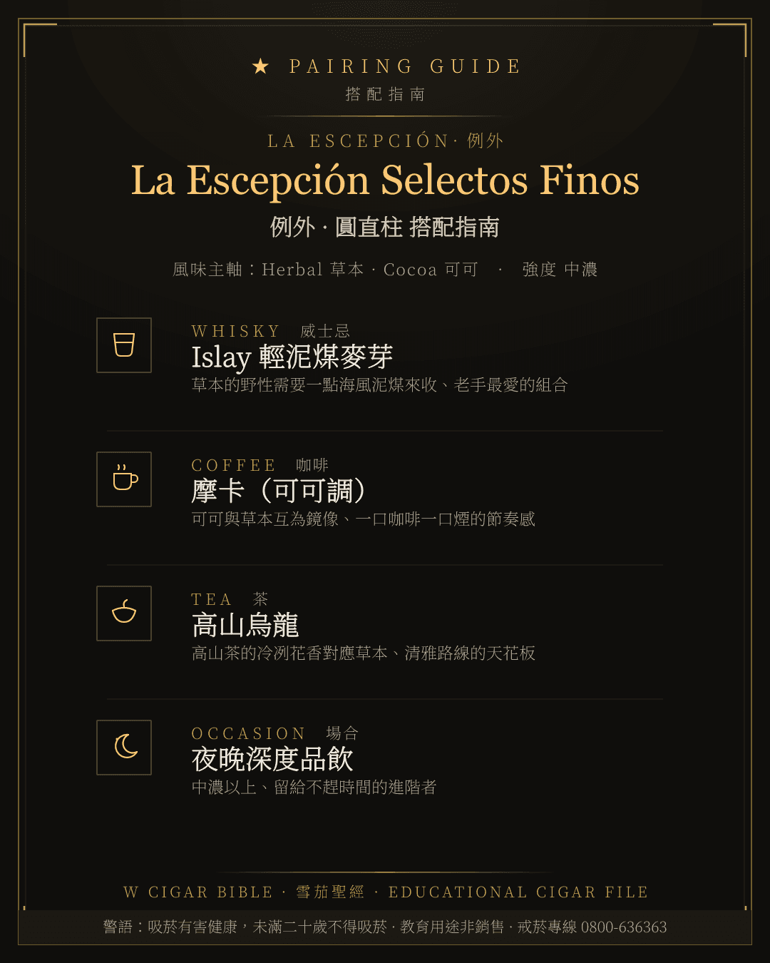 La Escepción Selectos Finos 搭配指南 · 例外