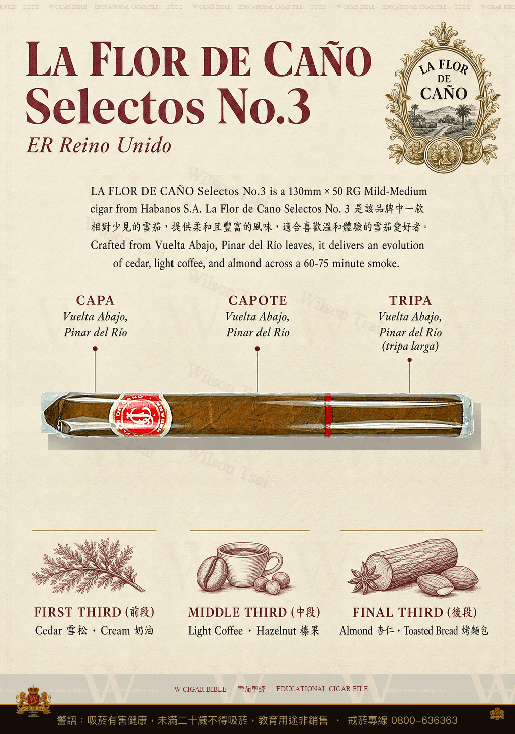 La Flor De Caño Selectos No.3 · ER Reino Unido · 拉佛德加諾