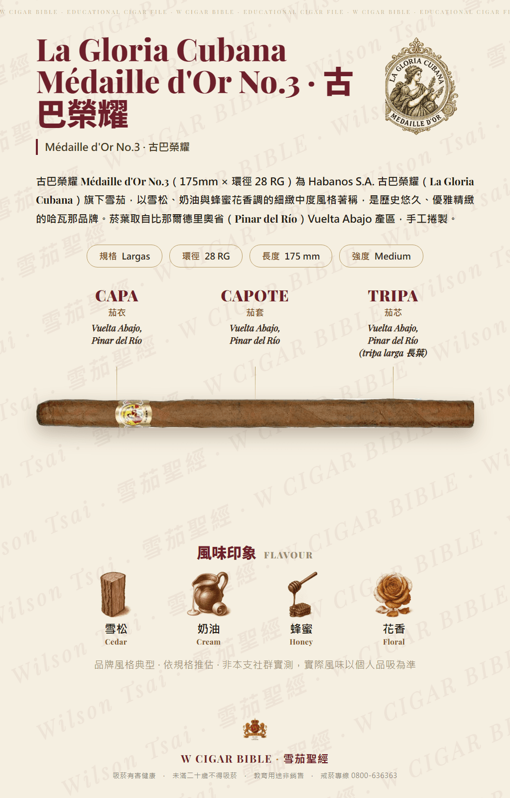 La Gloria Cubana Médaille d'Or No.3 · 古巴榮耀