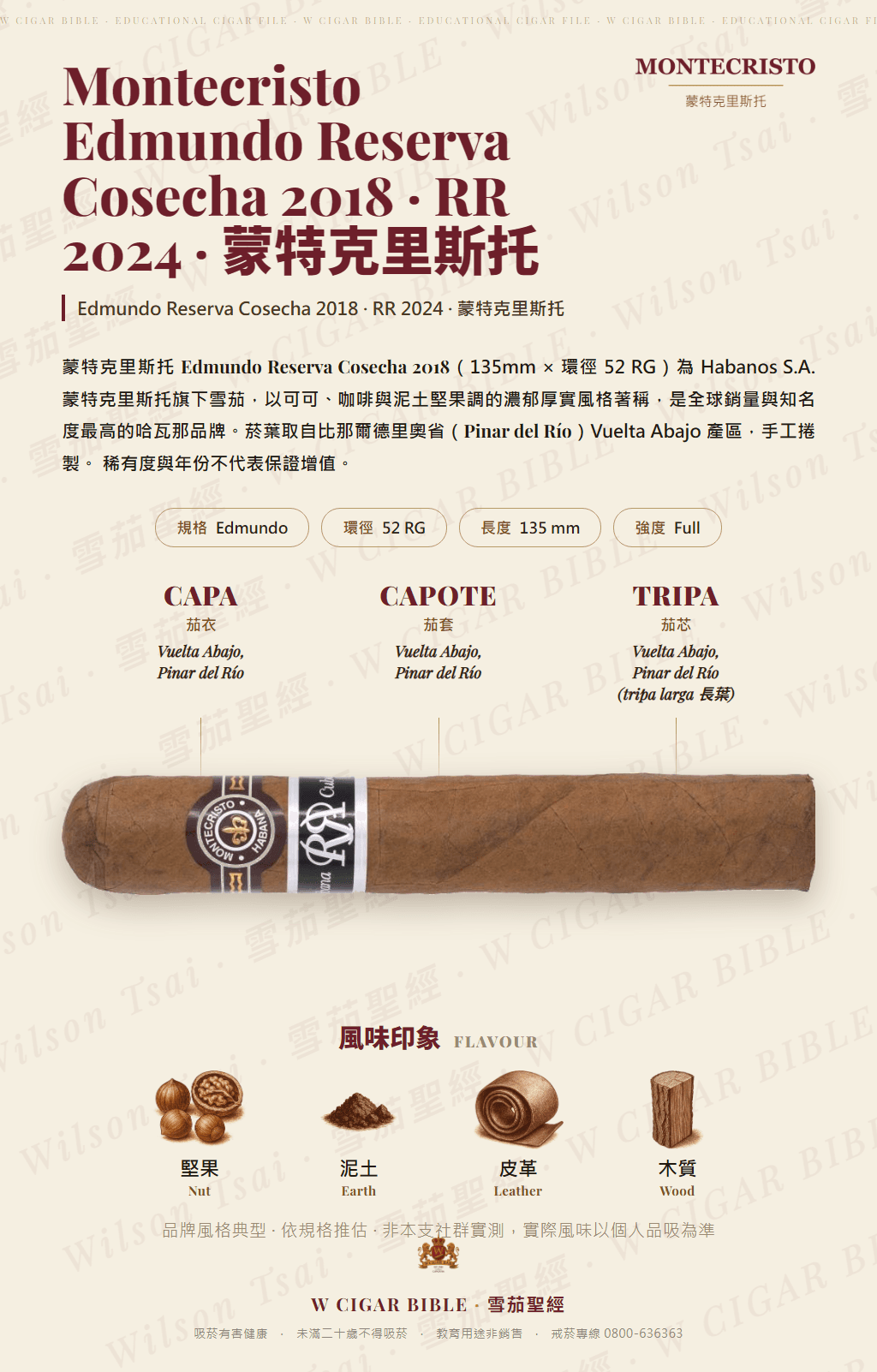 Montecristo Edmundo Reserva Cosecha 2018 · RR 2024 · 蒙特克里斯托