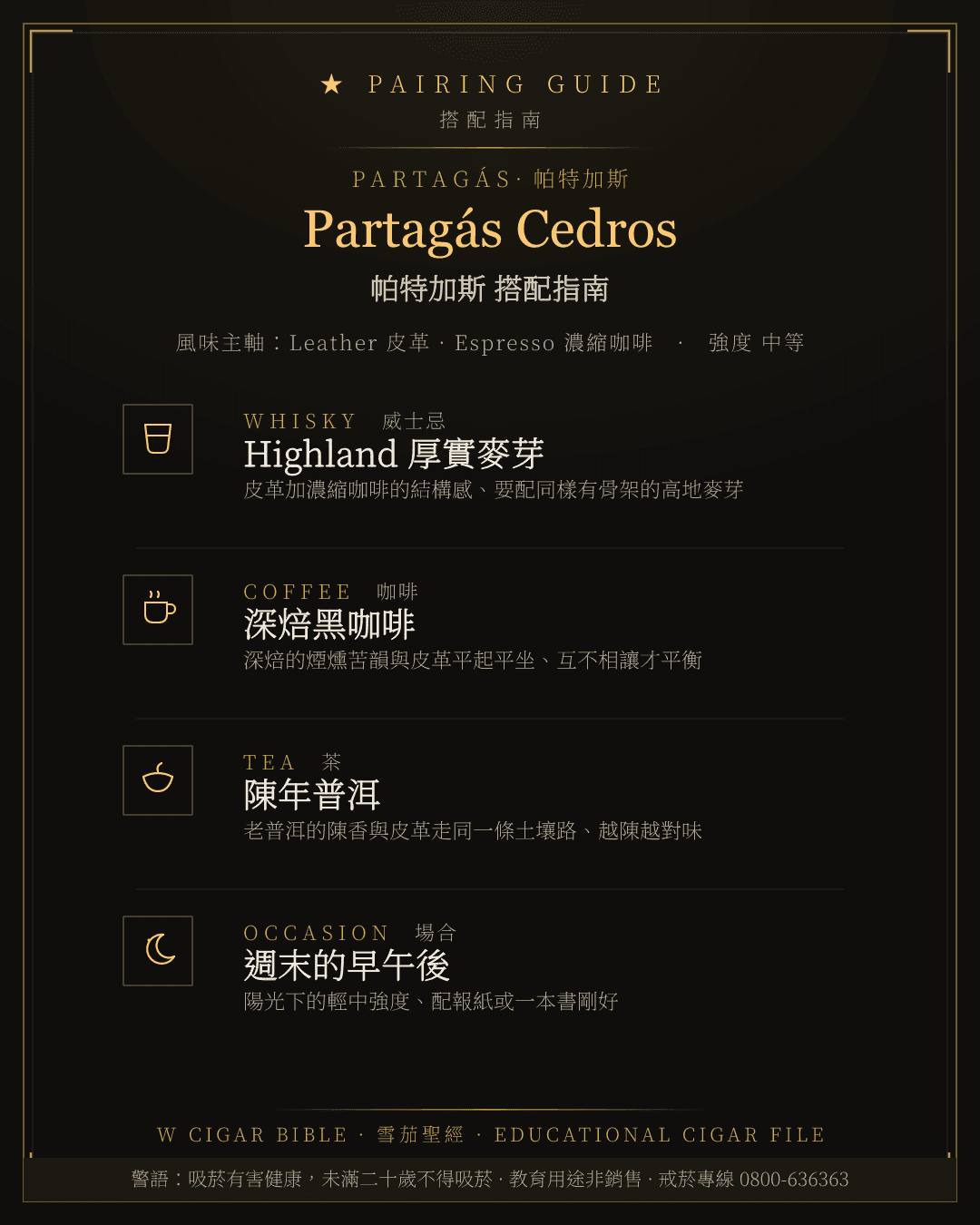 Partagás Cedros 搭配指南 · 帕特加斯