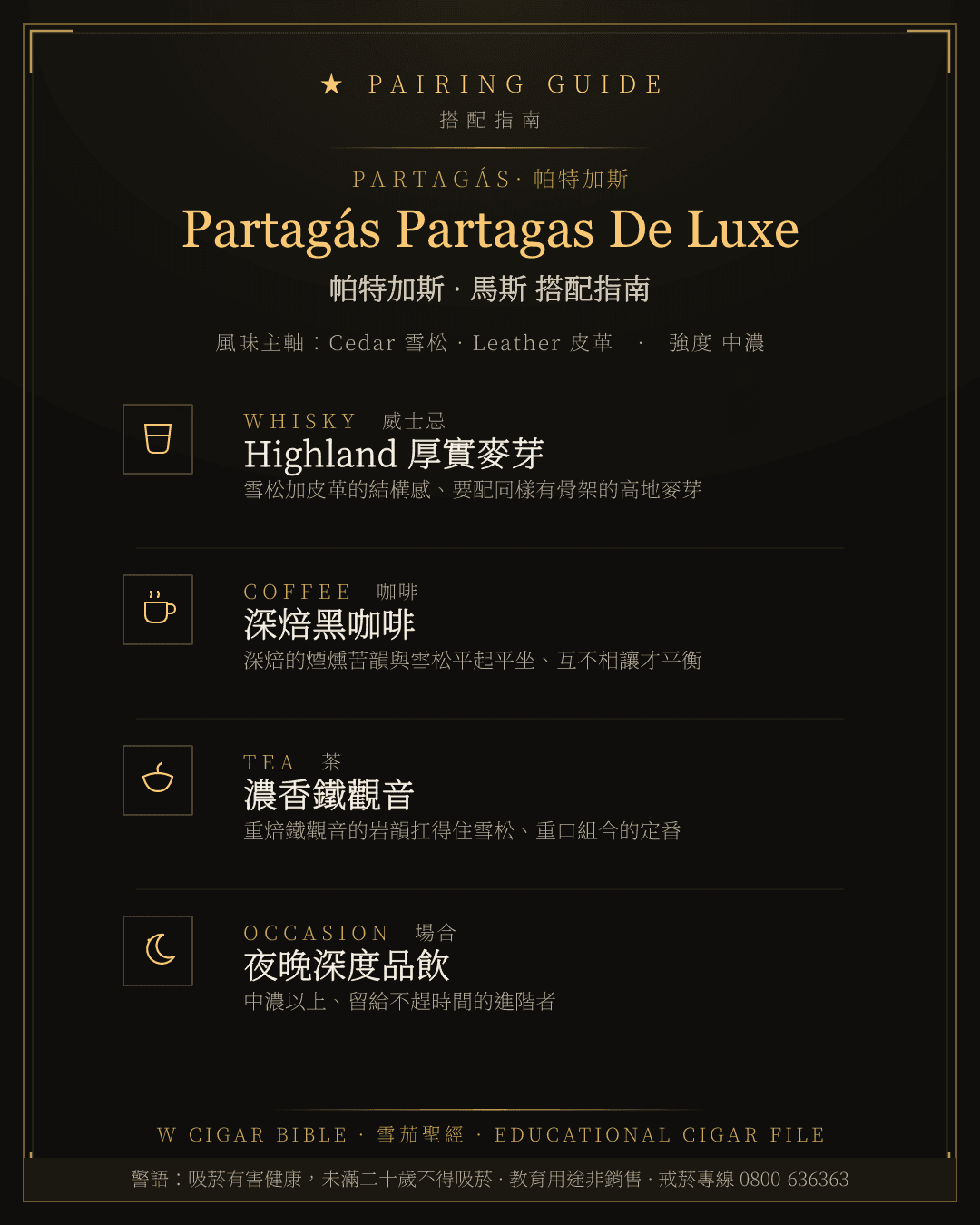 Partagás Partagas De Luxe 搭配指南 · 帕特加斯