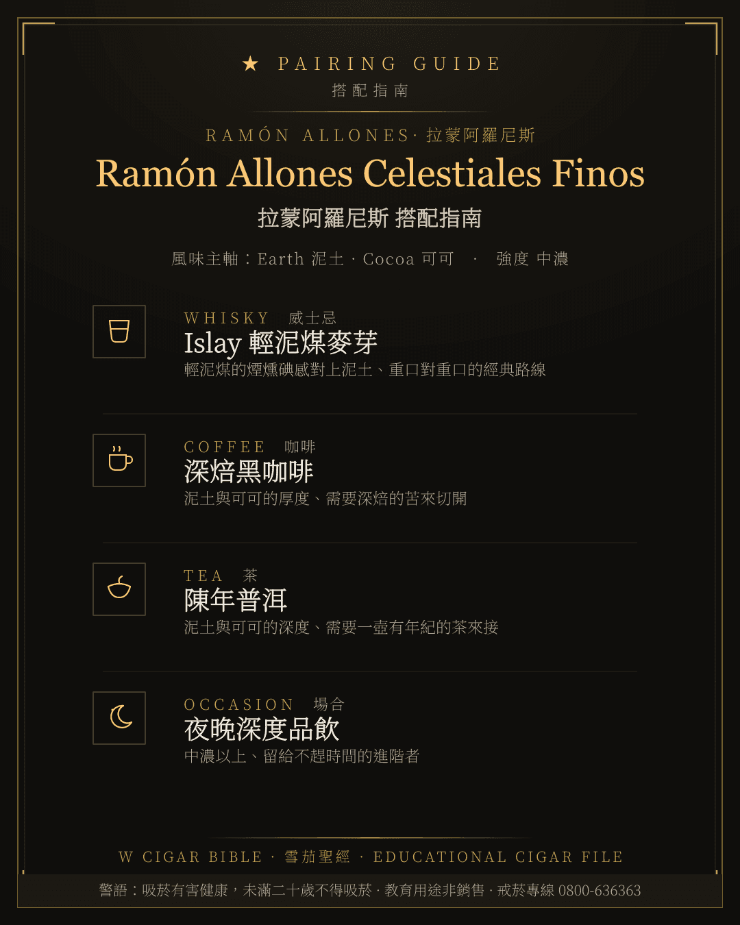 Ramón Allones Celestiales Finos 搭配指南 · 拉蒙阿羅尼斯