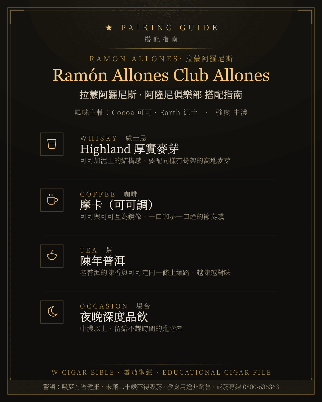 Ramón Allones Club Allones 搭配指南 · 拉蒙阿羅尼斯