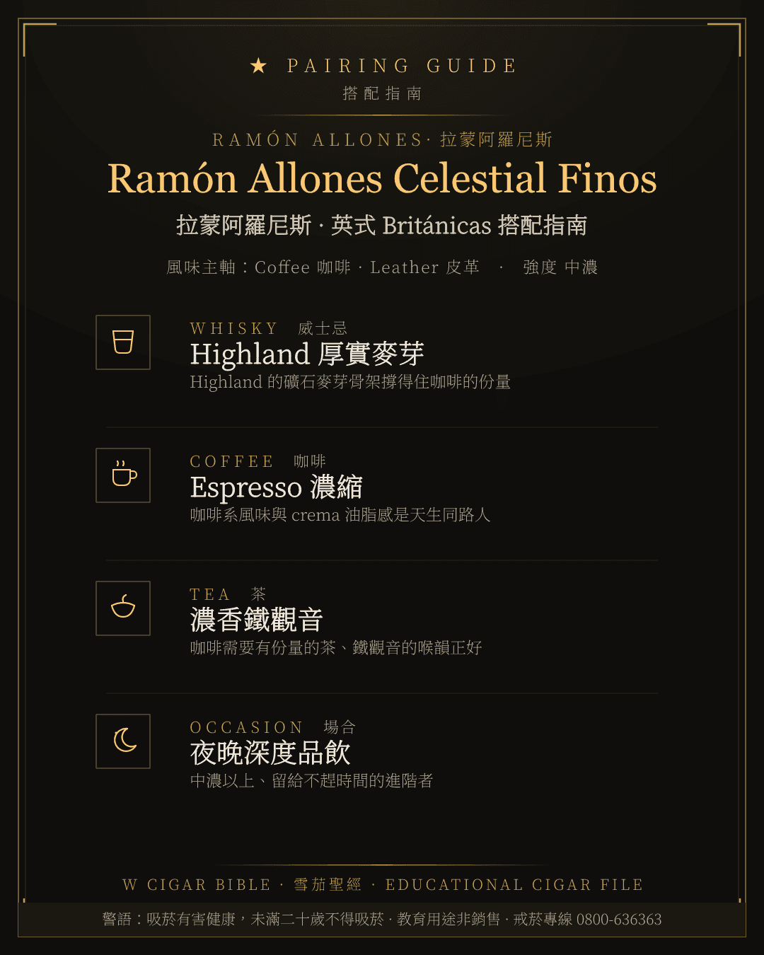 Ramón Allones Celestial Finos 搭配指南 · 拉蒙阿羅尼斯