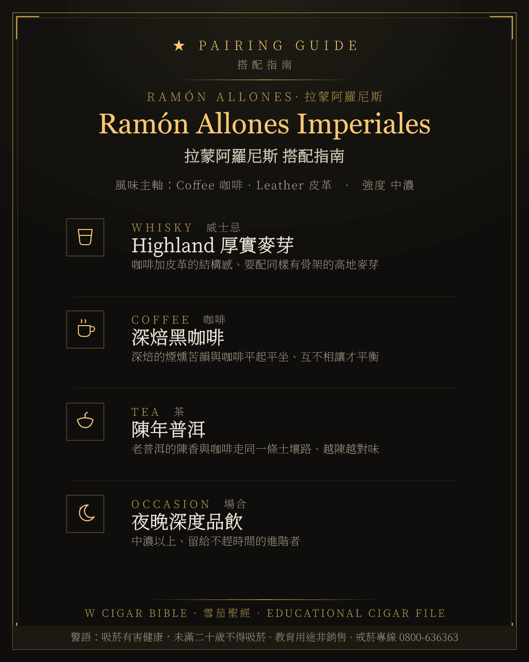 Ramón Allones Imperiales 搭配指南 · 拉蒙阿羅尼斯