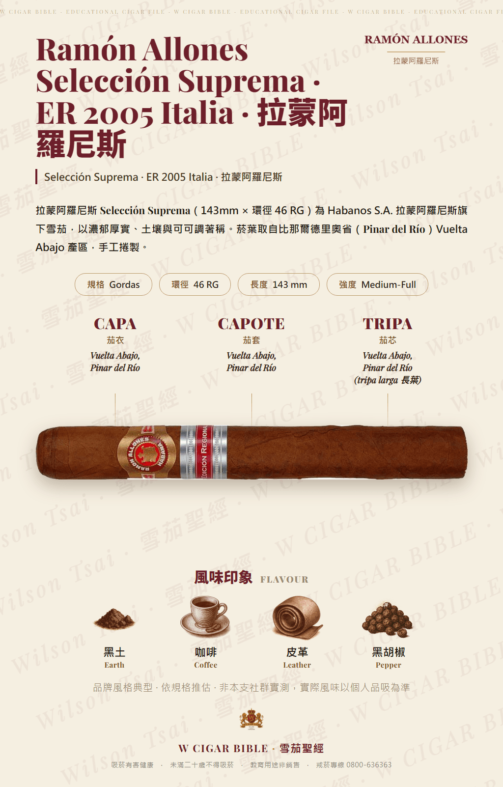 Ramón Allones Selección Suprema · ER 2005 Italia · 拉蒙阿羅尼斯
