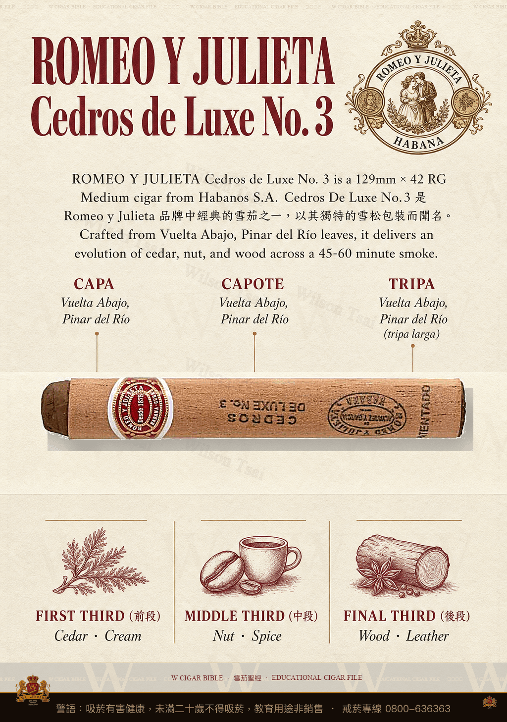 Romeo y Julieta Cedros de Luxe No. 3 · 羅密歐與茱麗葉