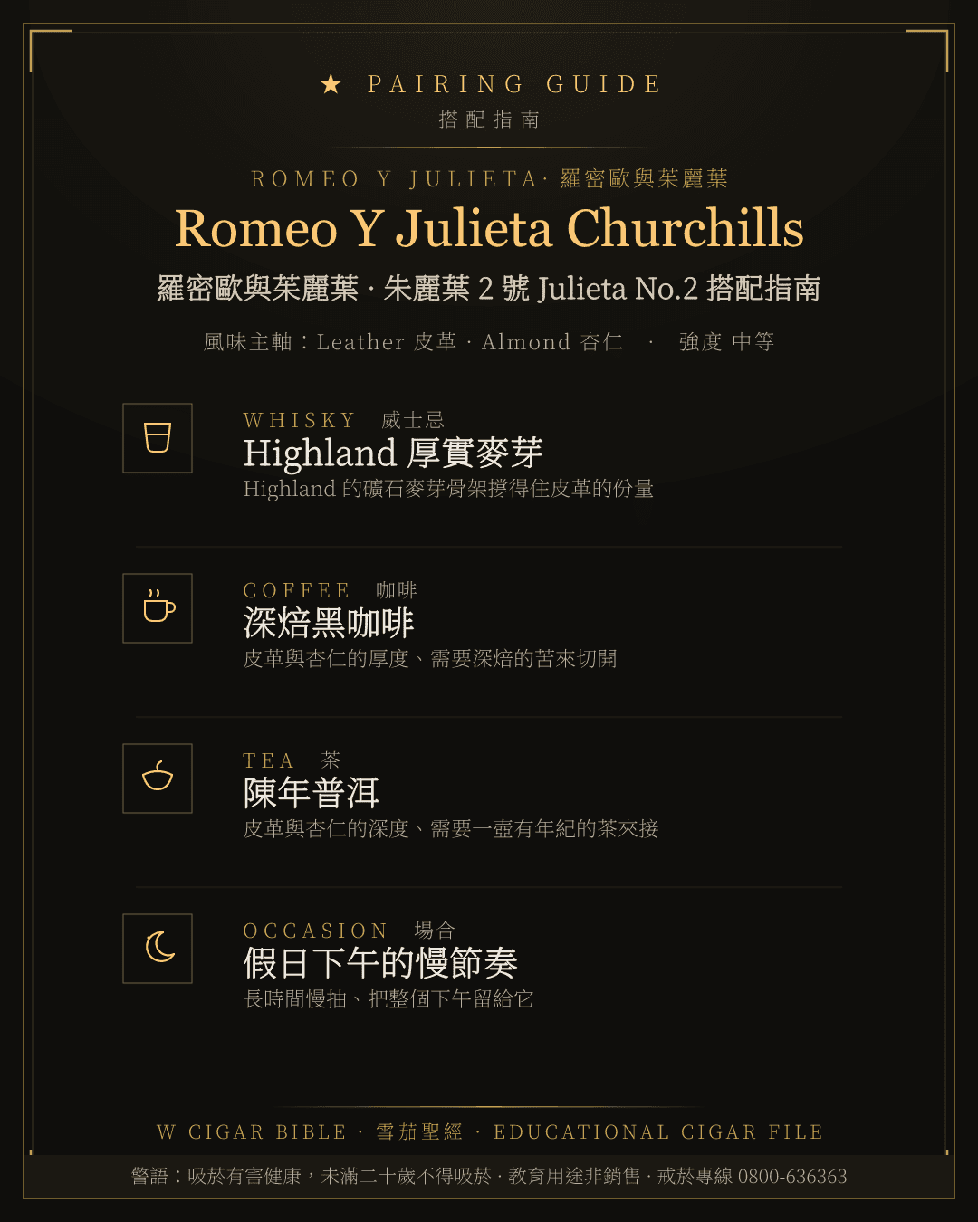 Romeo Y Julieta Churchills 搭配指南 · 羅密歐與茱麗葉