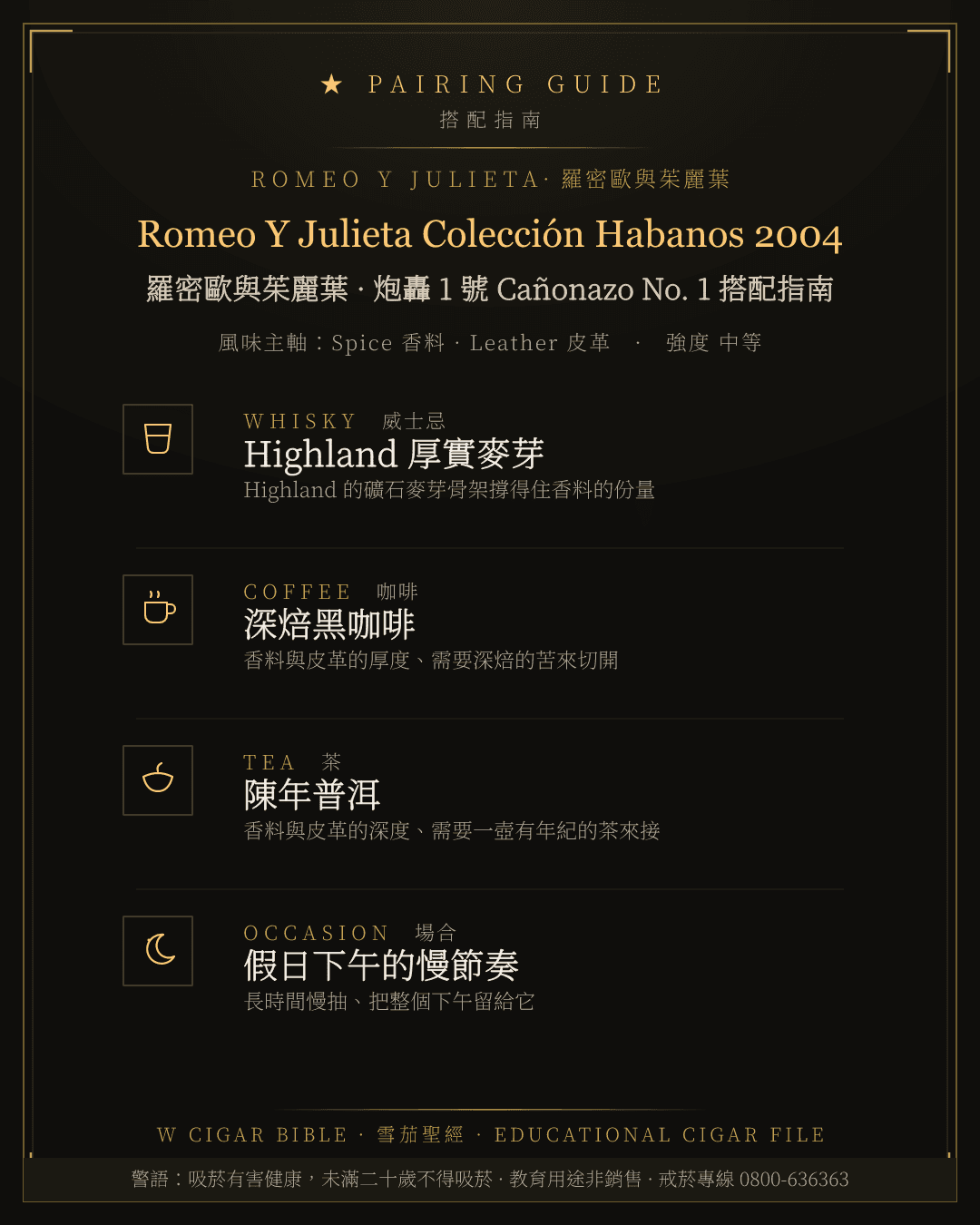 Romeo Y Julieta Colección Habanos 2004 搭配指南 · 羅密歐與茱麗葉