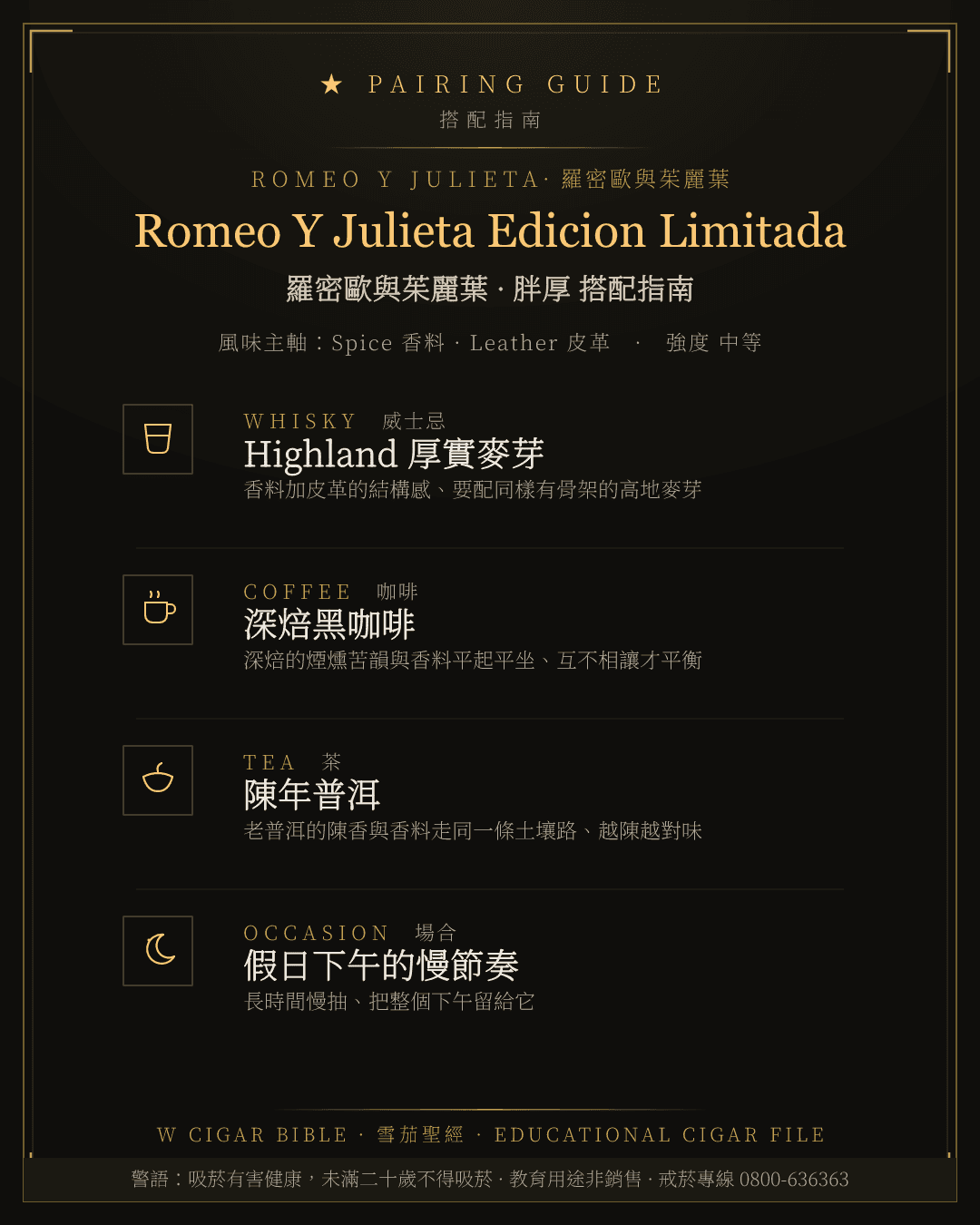 Romeo Y Julieta Edicion Limitada 搭配指南 · 羅密歐與茱麗葉