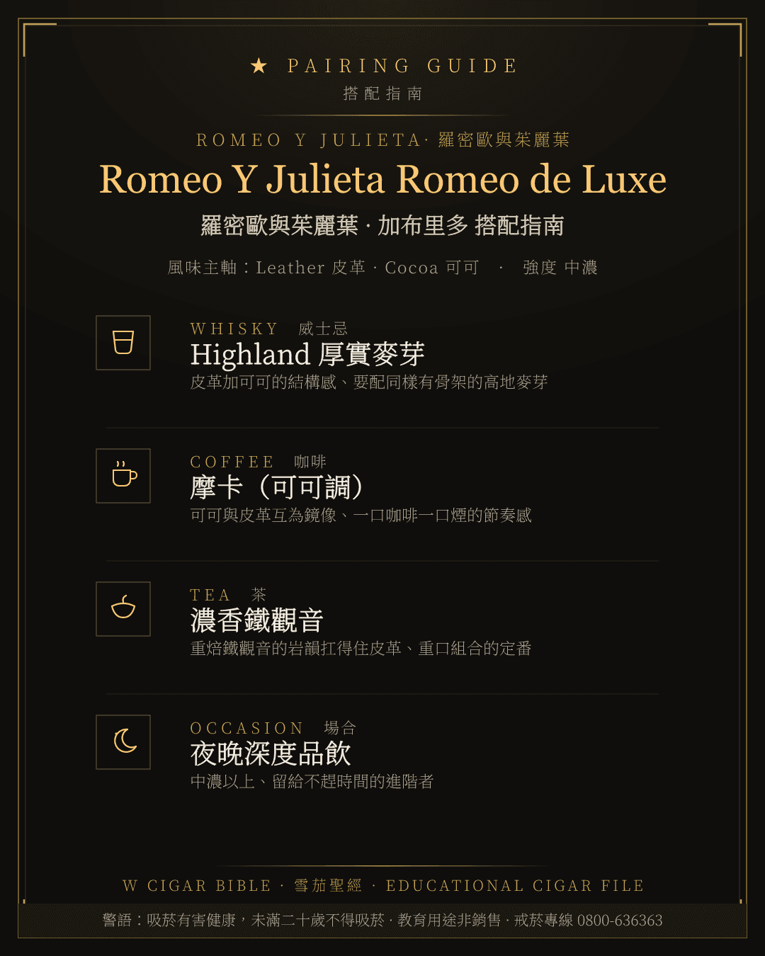 Romeo Y Julieta Romeo de Luxe 搭配指南 · 羅密歐與茱麗葉