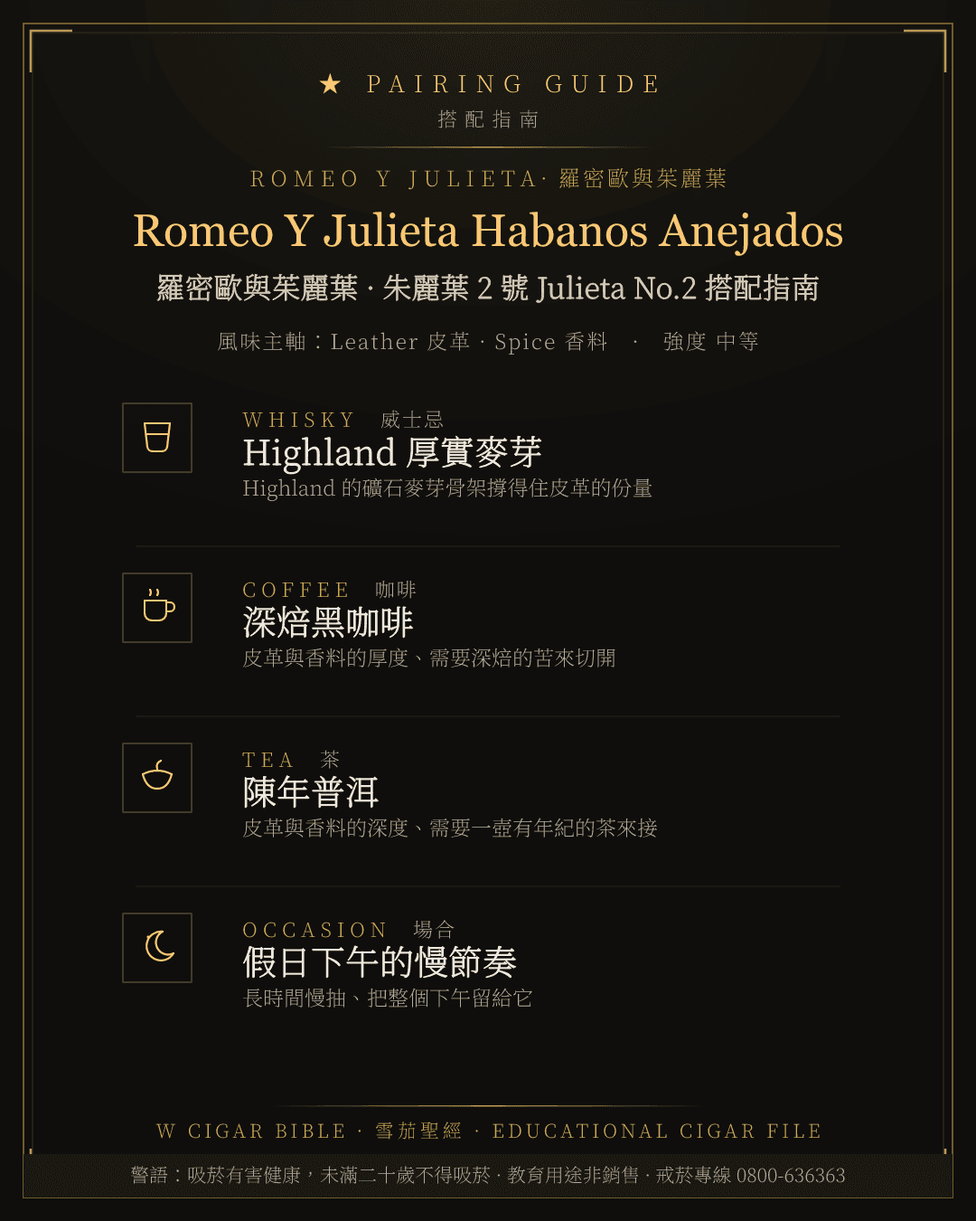 Romeo Y Julieta Habanos Anejados 搭配指南 · 羅密歐與茱麗葉
