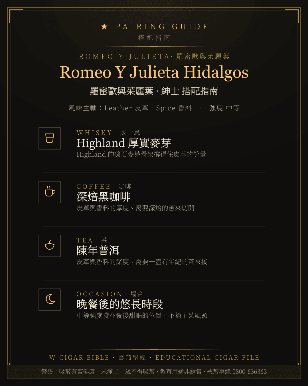 Romeo Y Julieta Hidalgos 搭配指南 · 羅密歐與茱麗葉
