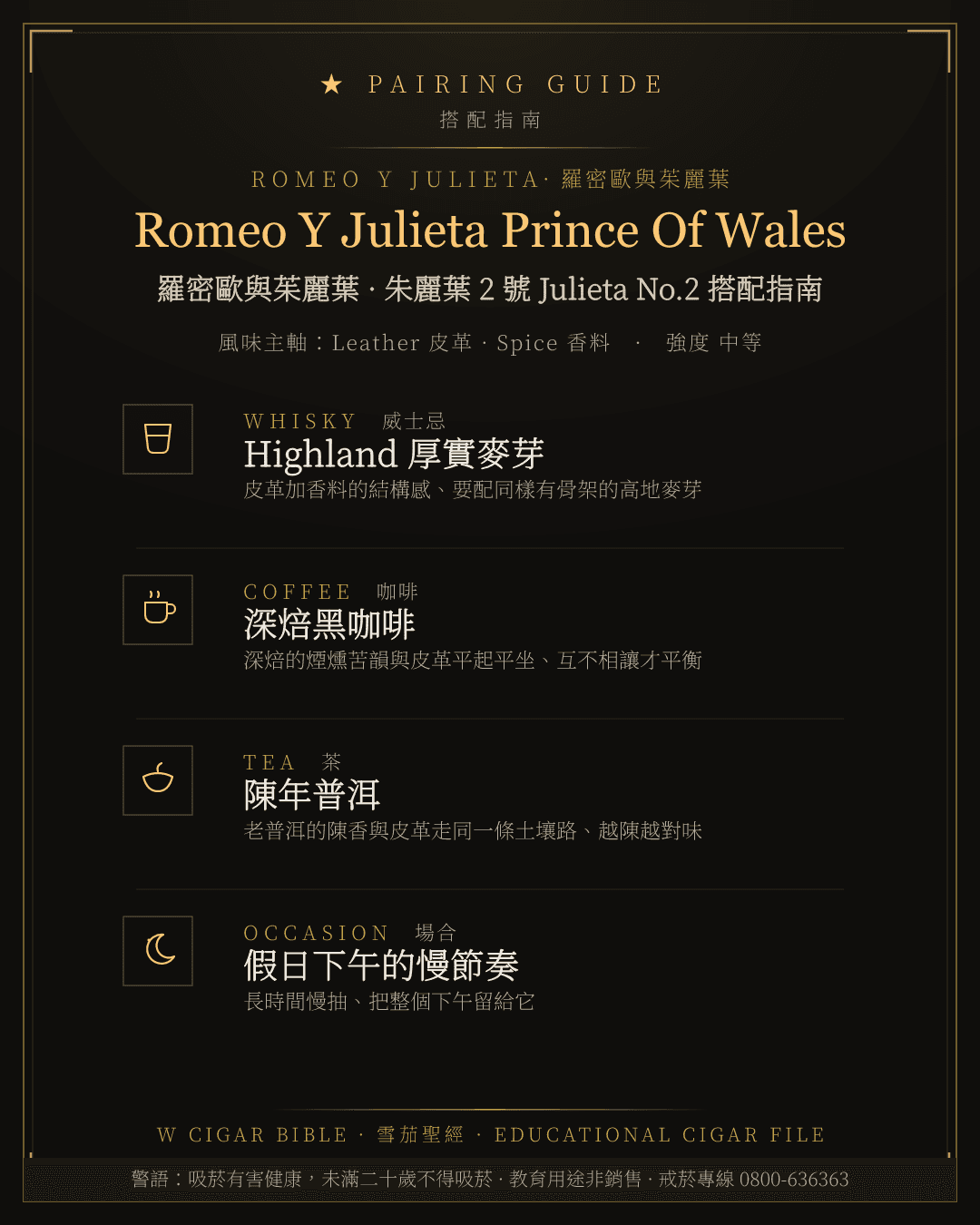 Romeo Y Julieta Prince Of Wales 搭配指南 · 羅密歐與茱麗葉