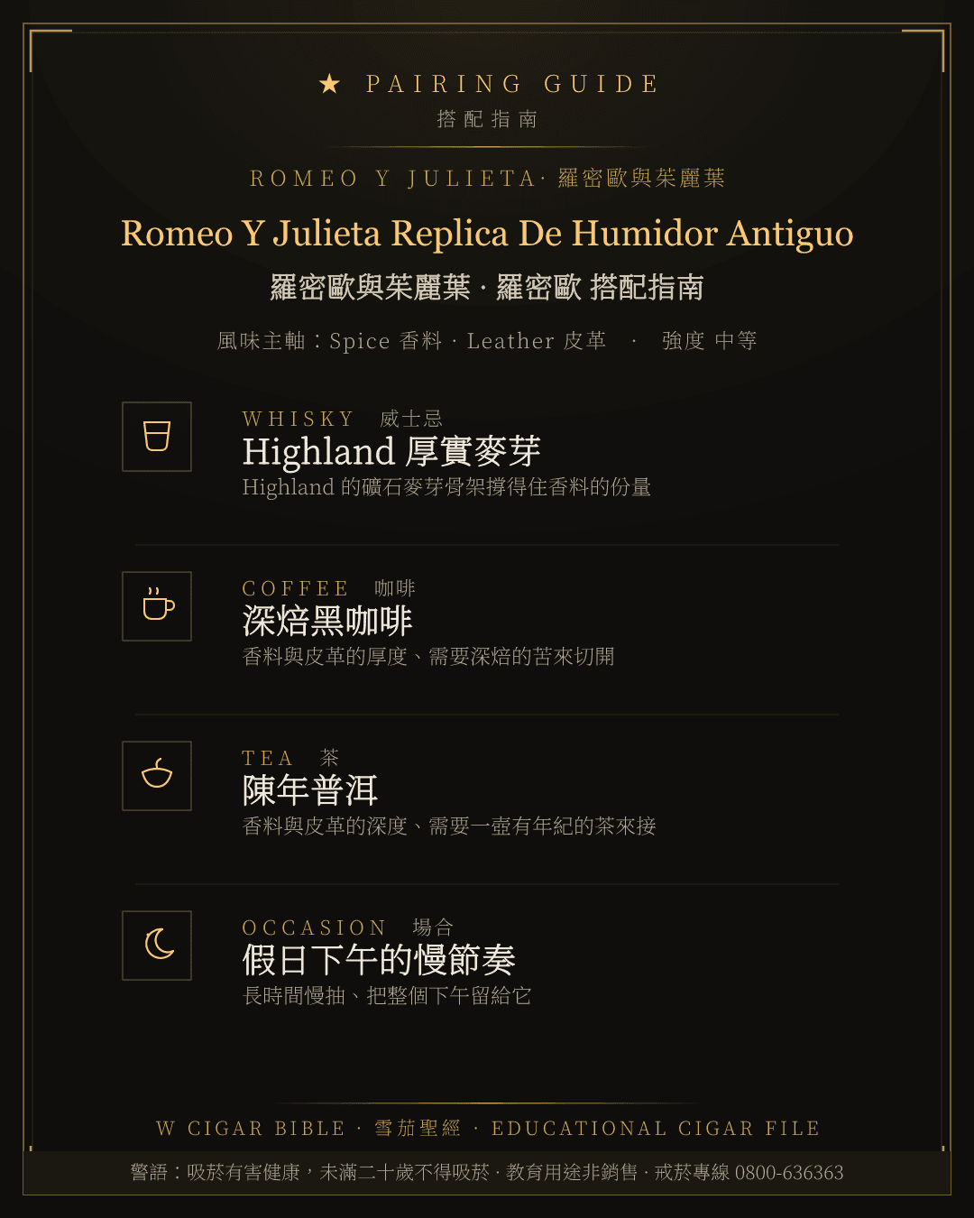 Romeo Y Julieta Replica De Humidor Antiguo 搭配指南 · 羅密歐與茱麗葉