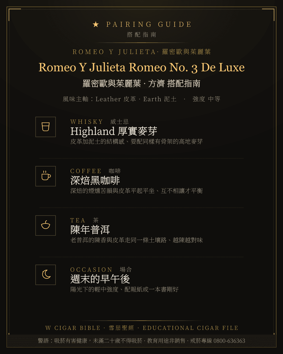 Romeo Y Julieta Romeo No. 3 De Luxe 搭配指南 · 羅密歐與茱麗葉